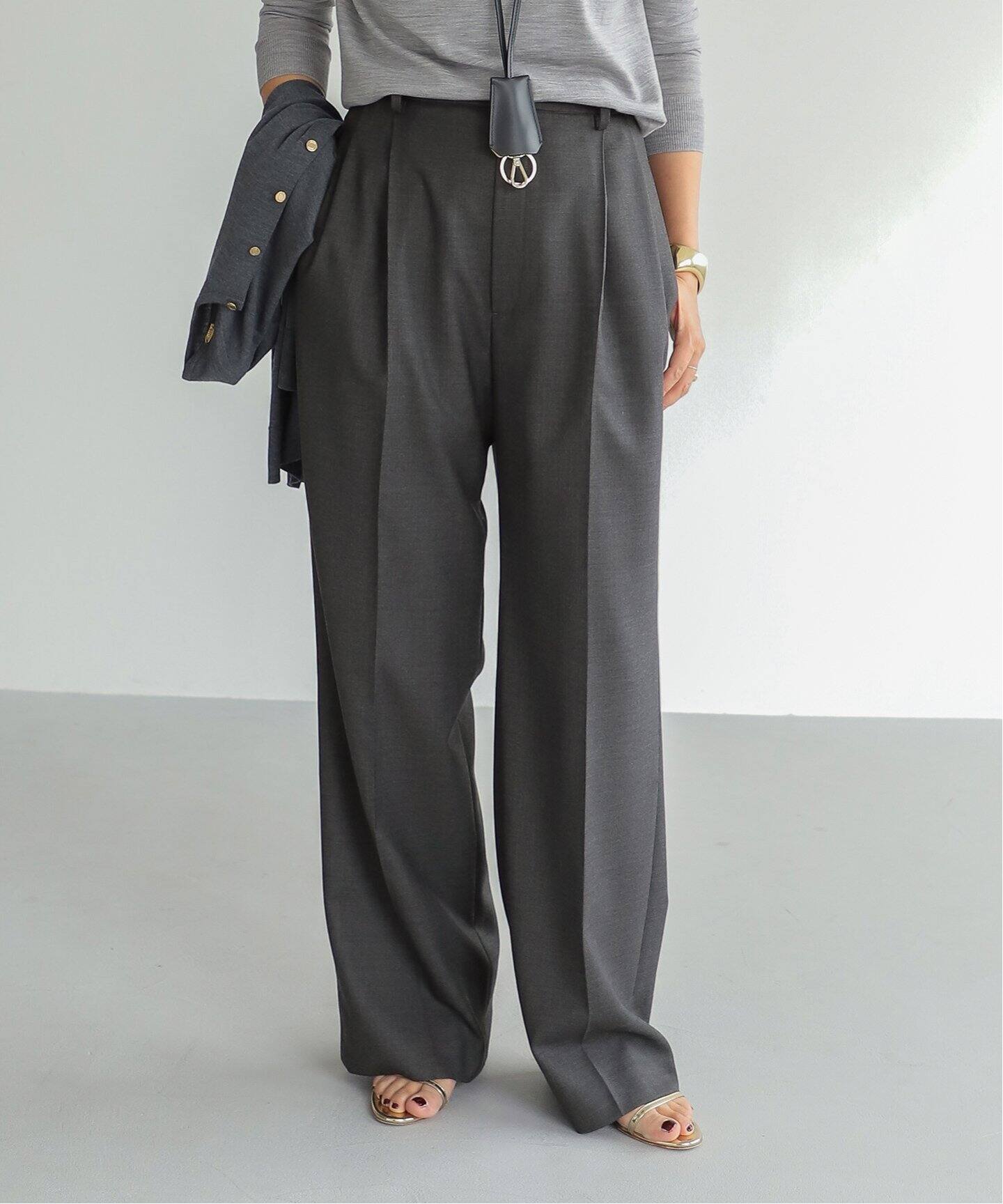 WOOL SERGE タックパンツ GRY（スラックス）｜Deuxieme Classe  