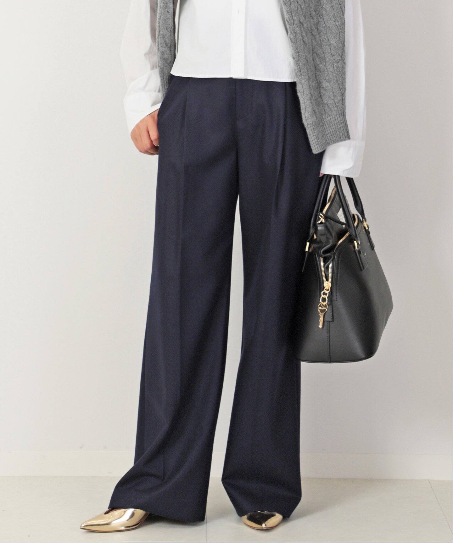 Modern Wide パンツ(NAVY)（スラックス）｜Deuxieme Classe  