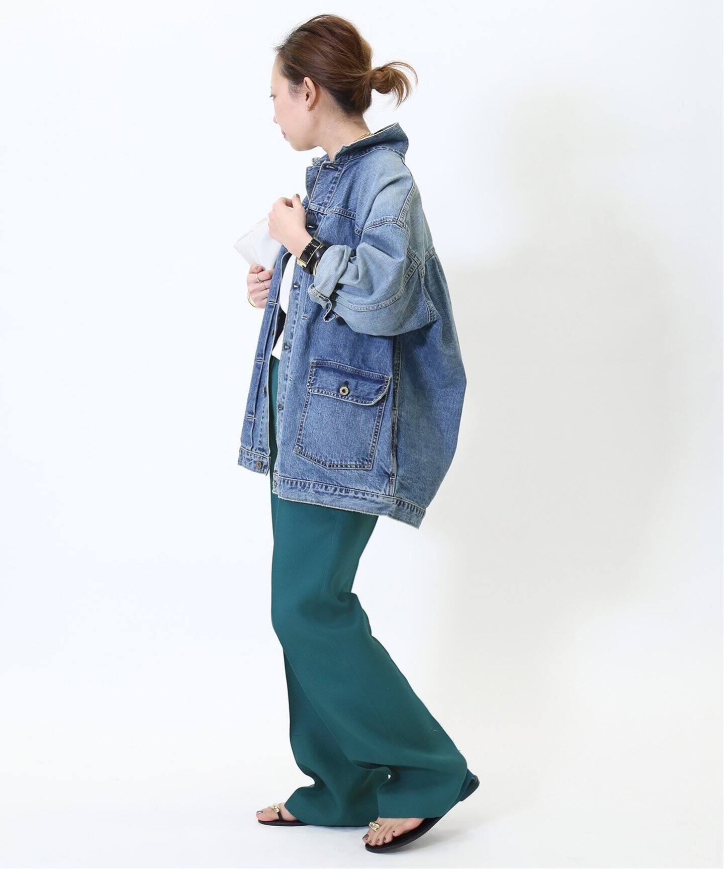 Deuxieme Classe Slim Flare パンツ(ターコイズ) 36