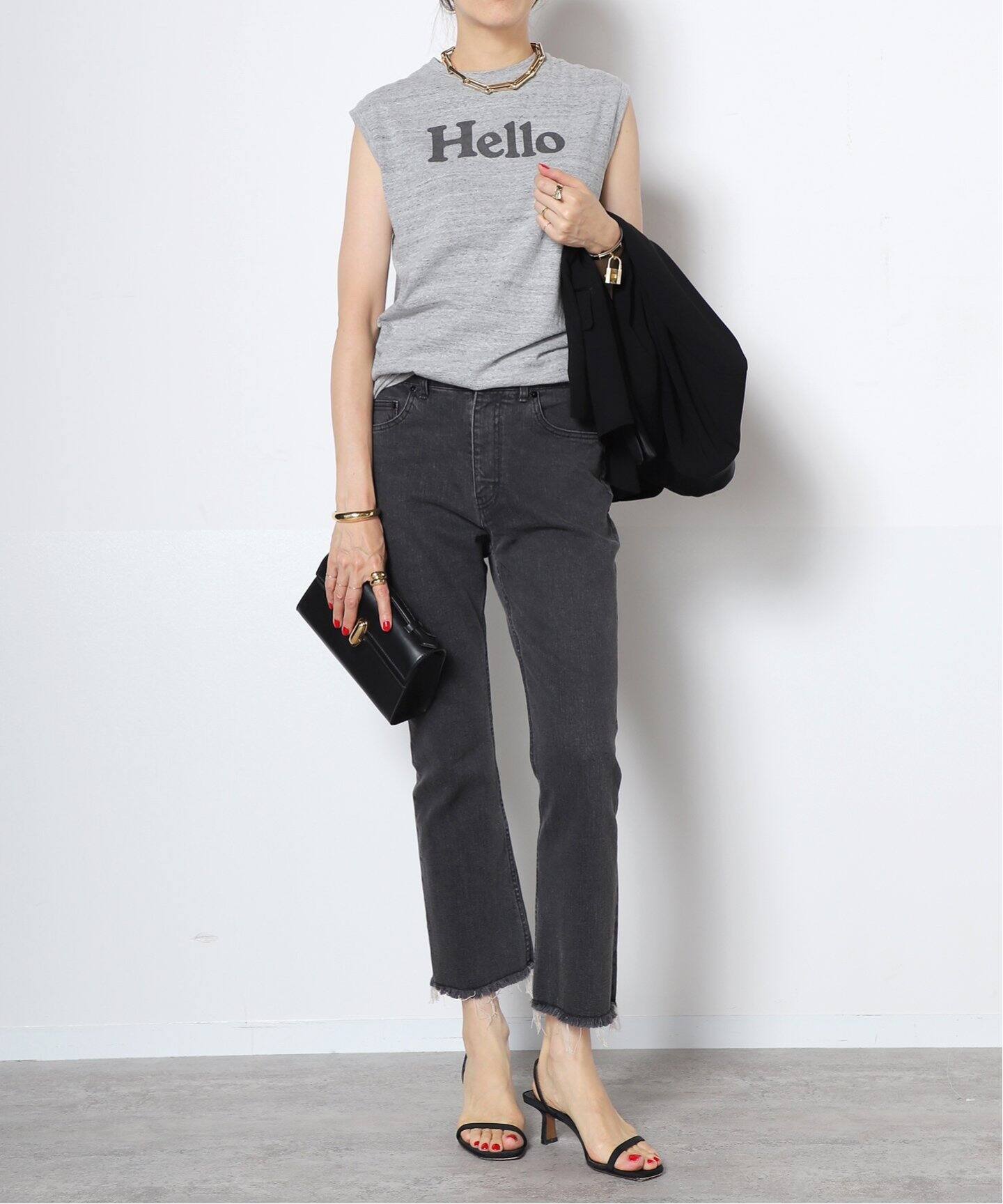 MADISONBLUE/マディソンブルー】HEM CUT SLIM FLARE デニム(GREY 