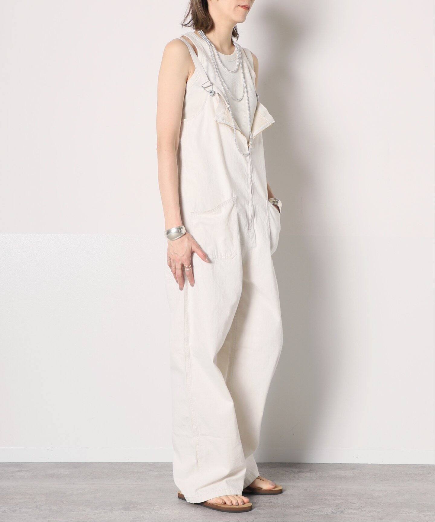 オーバーオール サロペット 強けれ ホワイトデニム M 