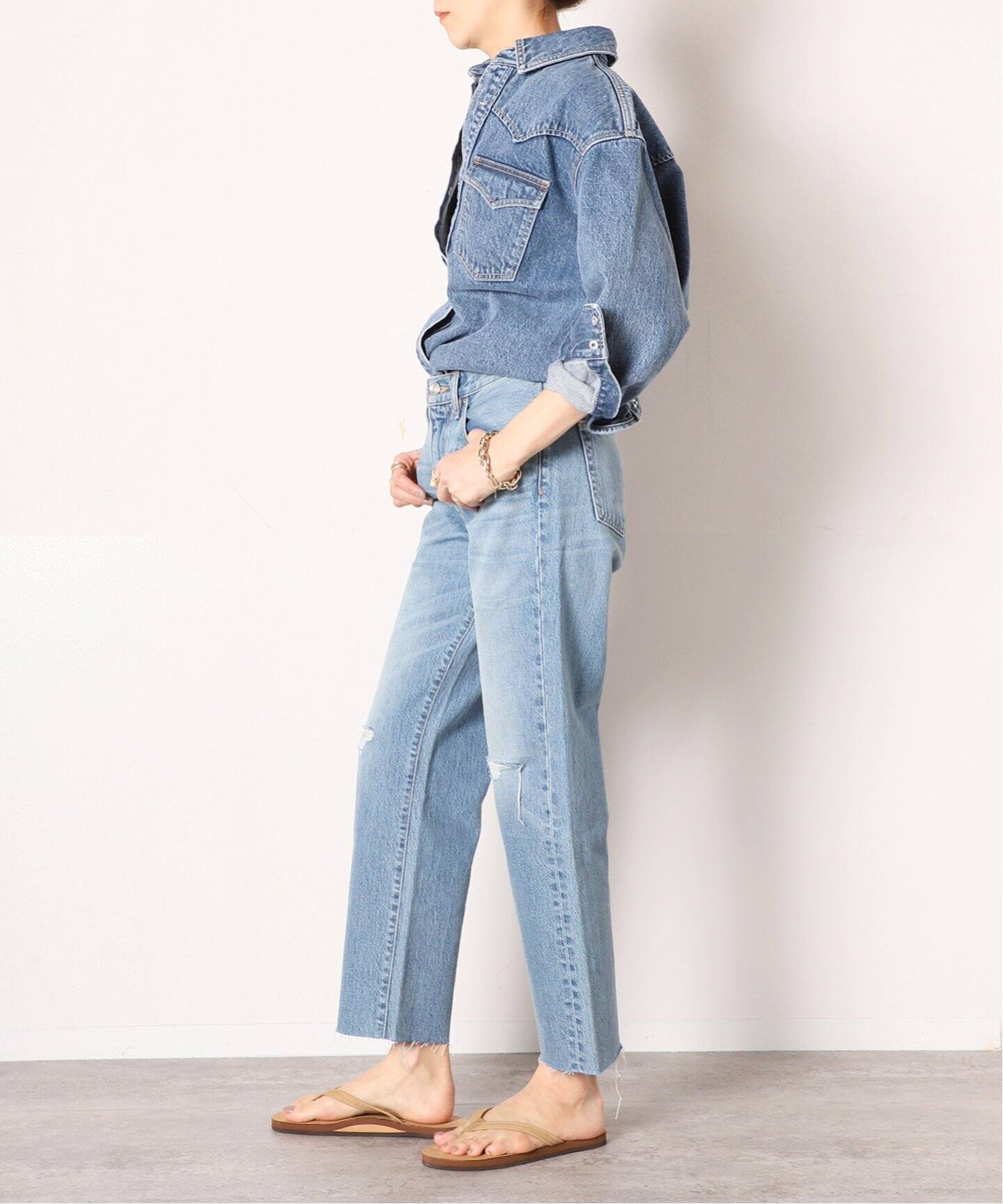 レオナール デニム シルク セットアップ 18676719 細う 