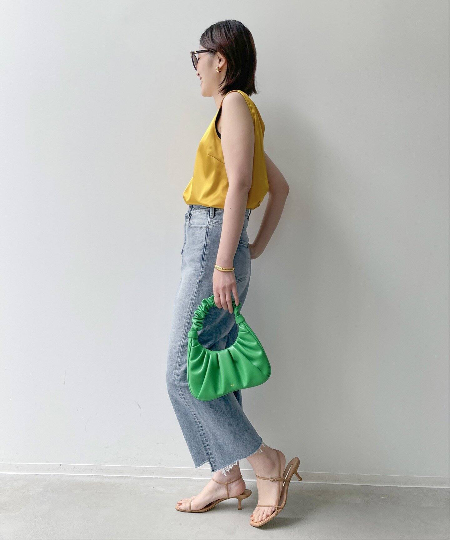 cropped wide denim（デニムパンツ・ジーンズ）｜L