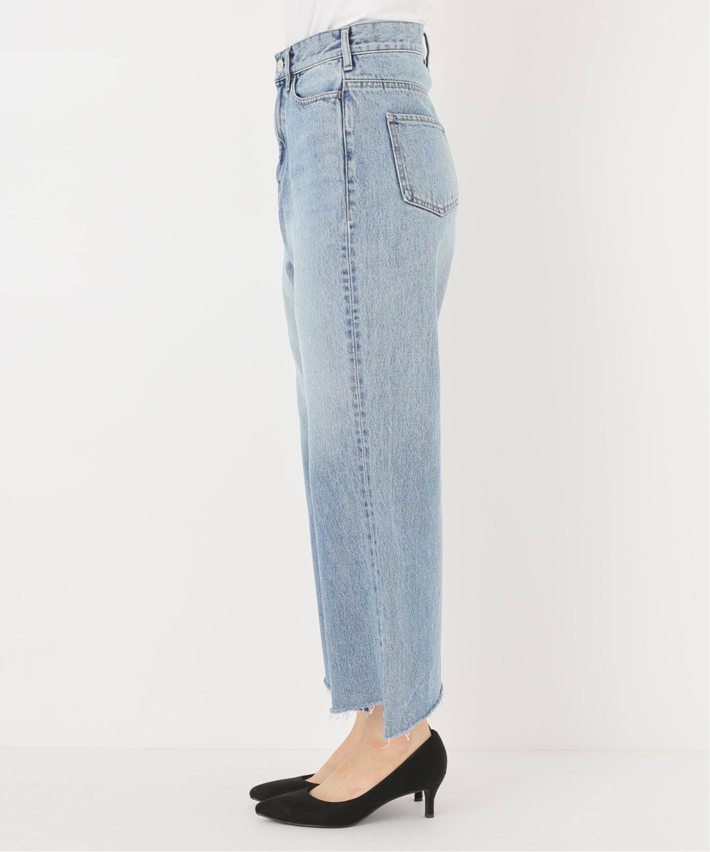 cropped wide denim（デニムパンツ・ジーンズ）｜L