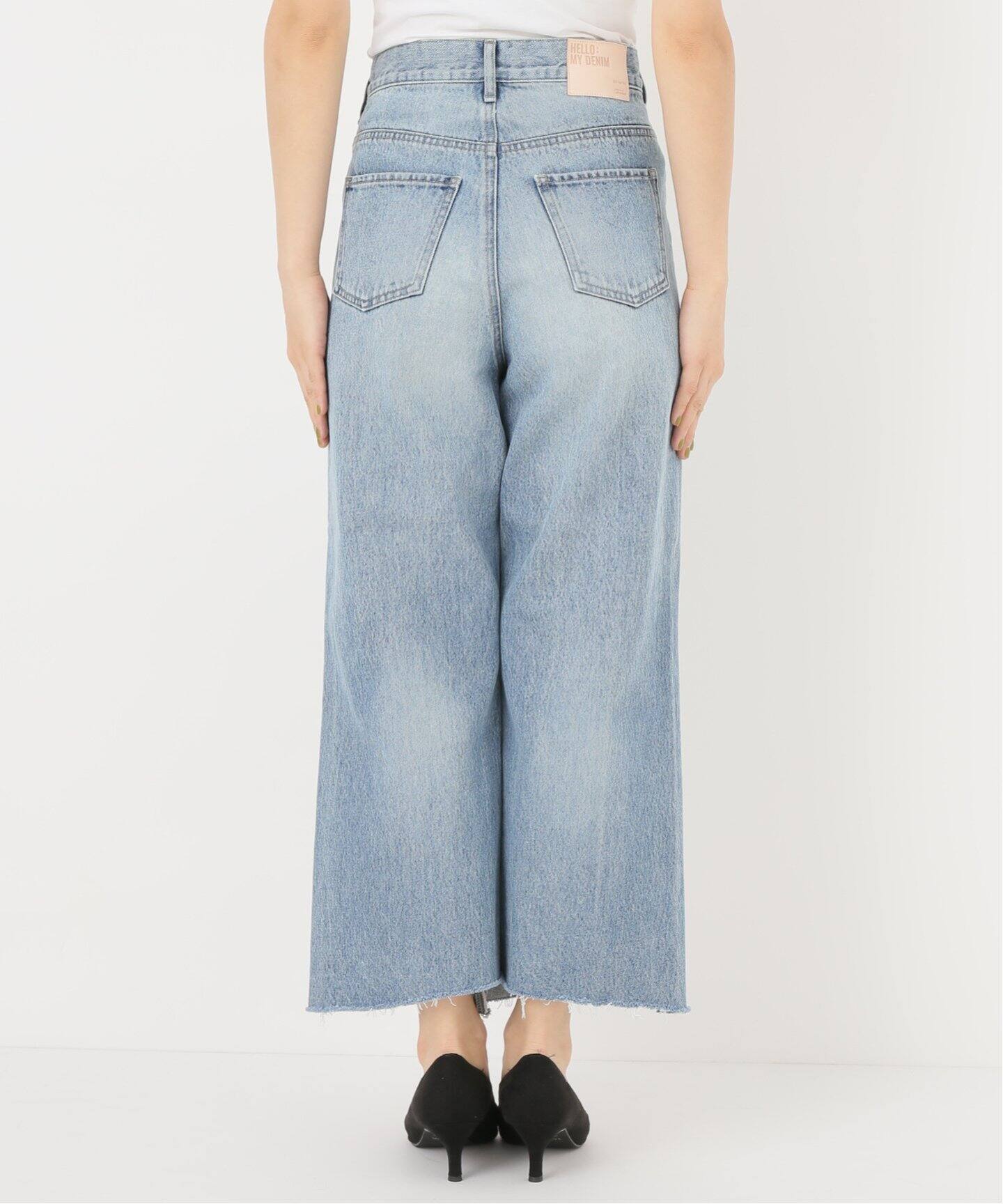 cropped wide denim（デニムパンツ・ジーンズ）｜L