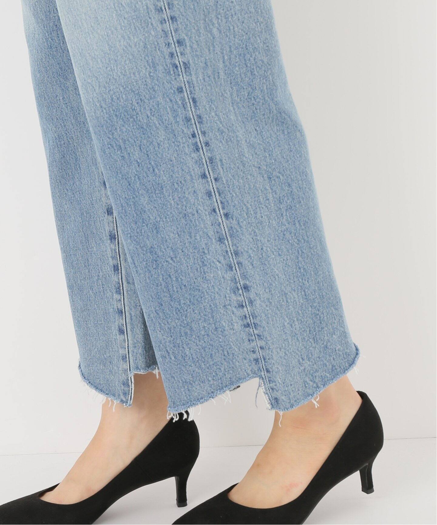 cropped wide denim（デニムパンツ・ジーンズ）｜L
