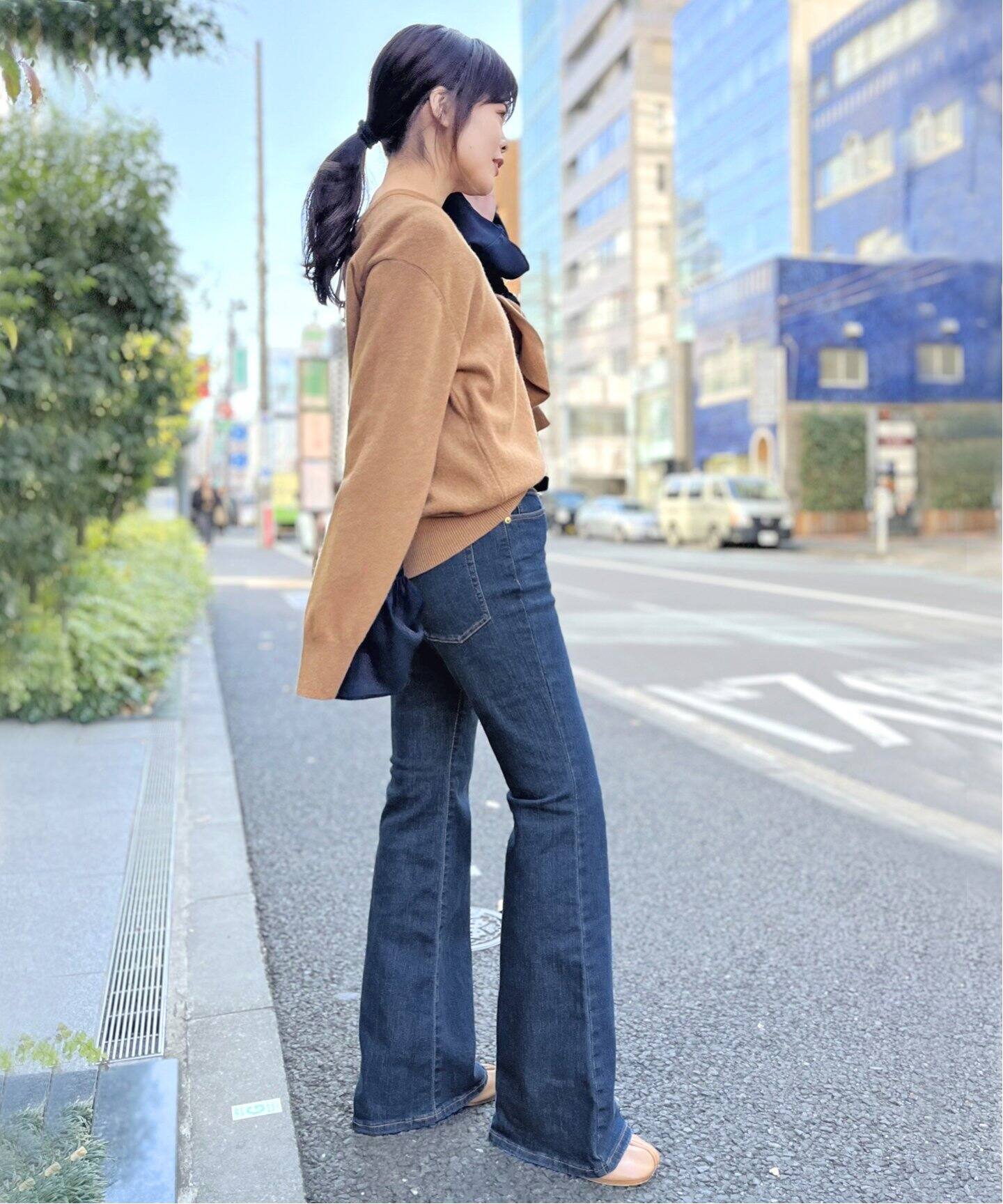 Indigo Stretch Flare Denim（デニムパンツ・ジーンズ）｜L 