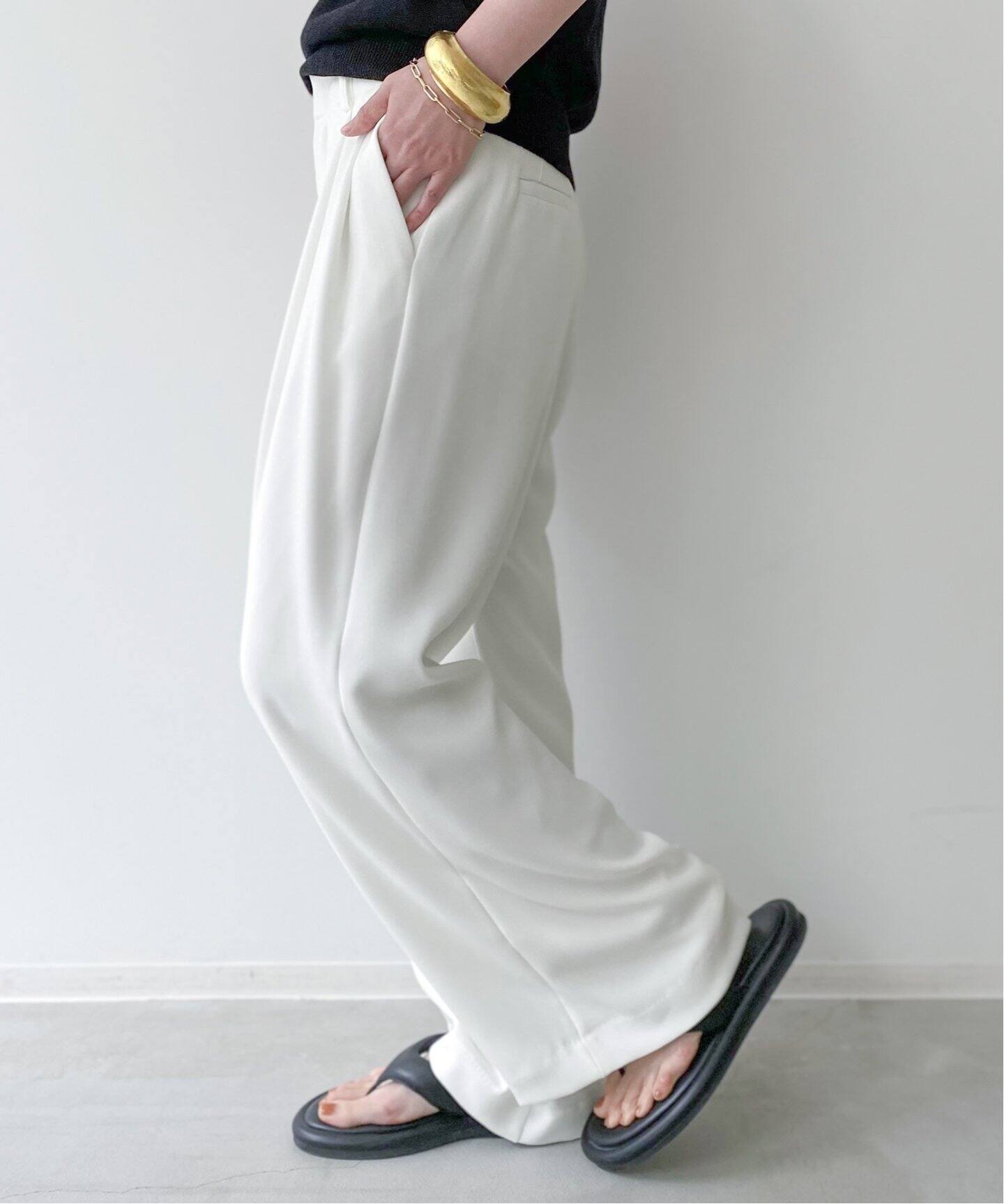 Tuck Wide Pants(WHITE)（その他パンツ）｜L 