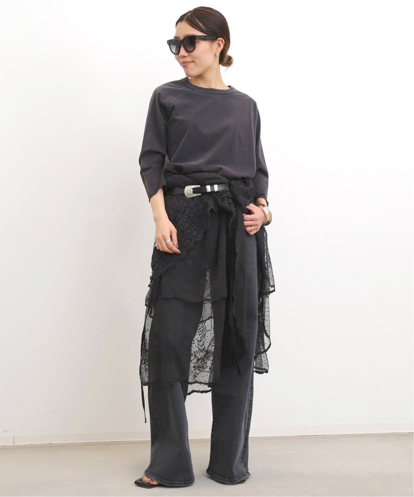 GOOD GRIEF!/グッドグリーフ】Damaged Hem Wide Leg Denim（デニム 