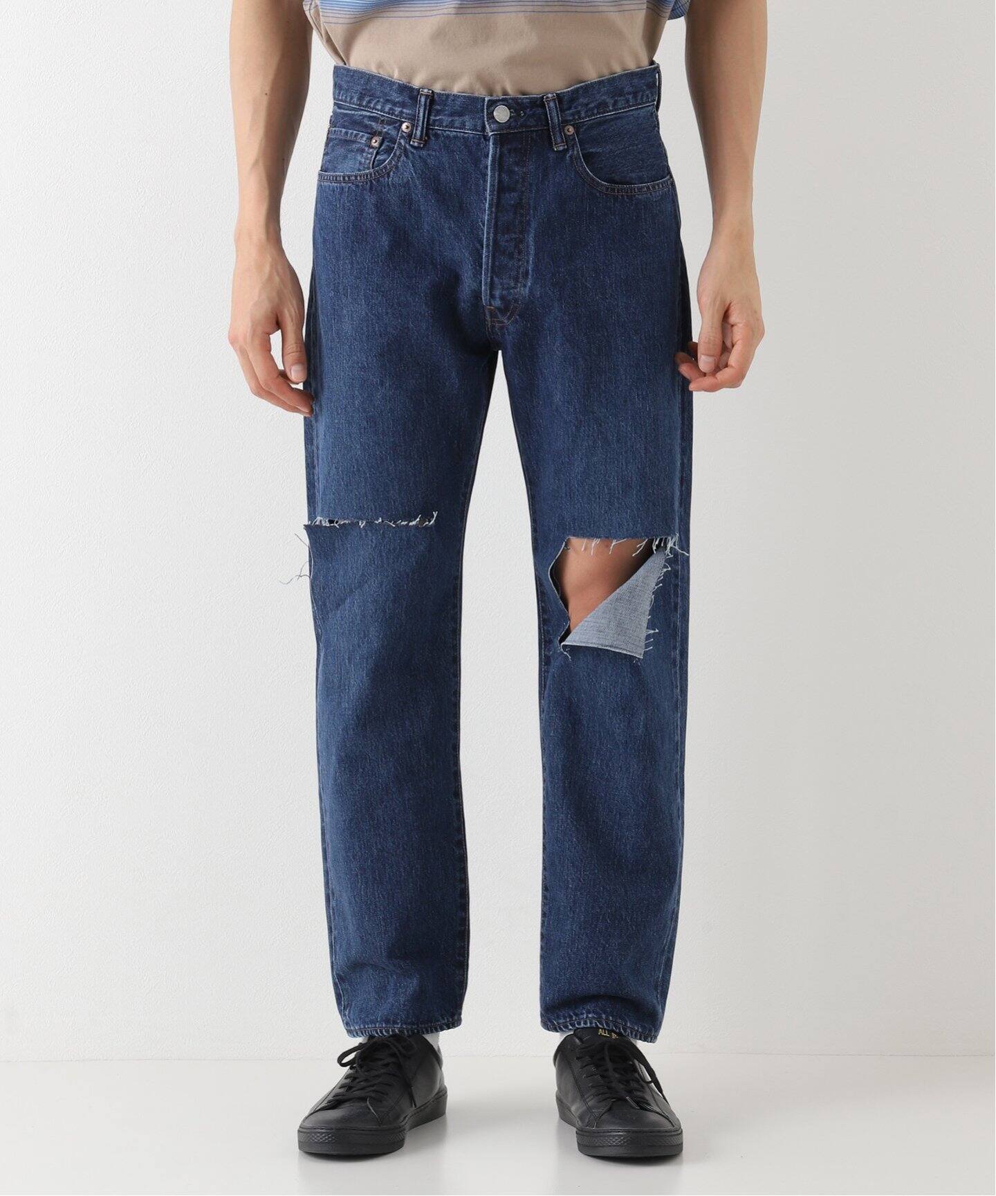 美品】UNUSED 22ss UW1044 KNEE CUT DENIM 黒（UNUSED / アンユーズド 