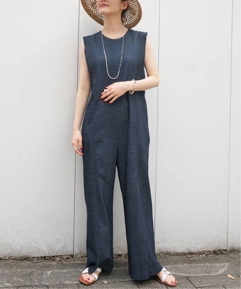 デニムライクスクエアショルダーオールインワン（その他パンツ）｜IENA 