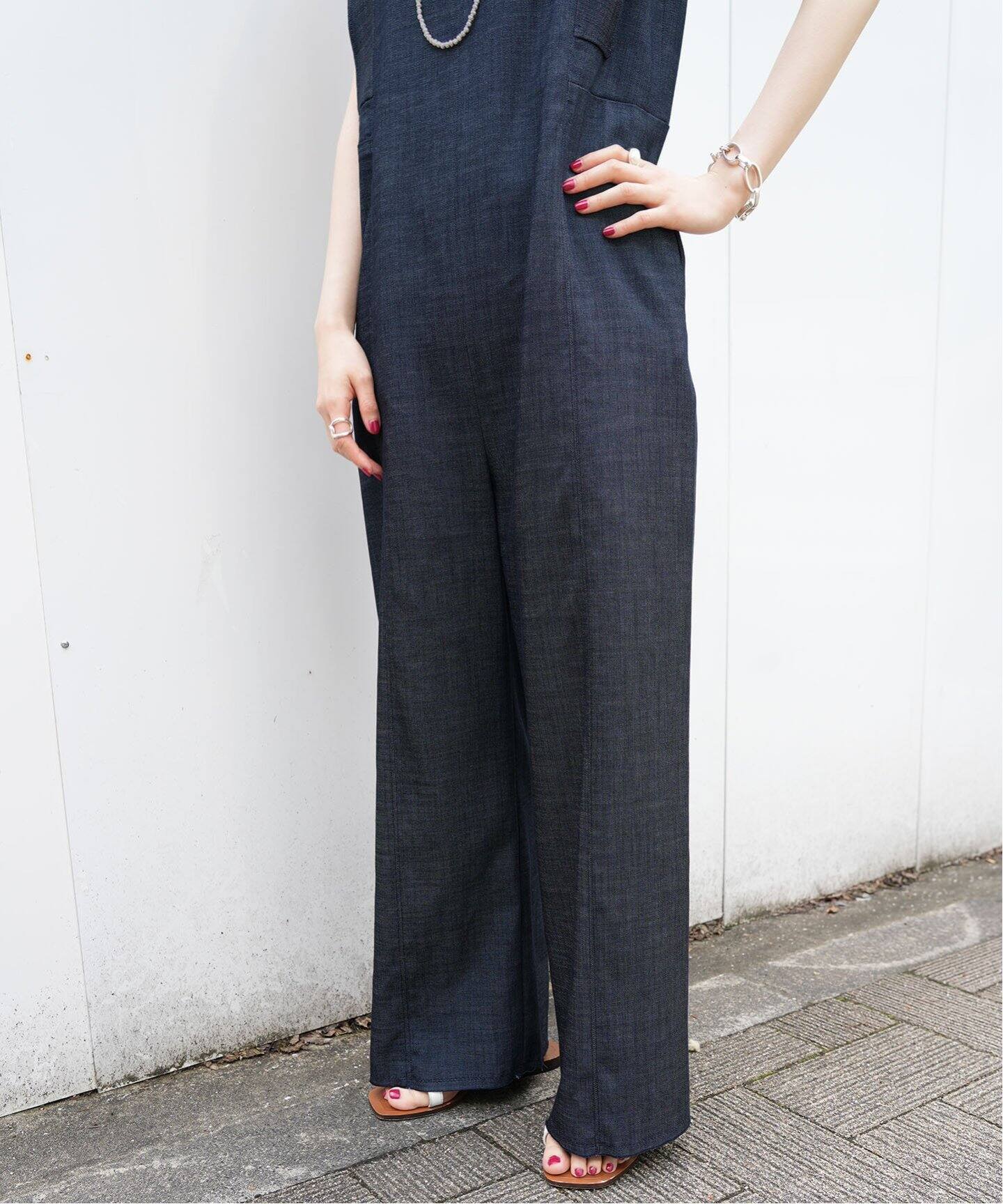 デニムライクスクエアショルダーオールインワン（その他パンツ）｜IENA 