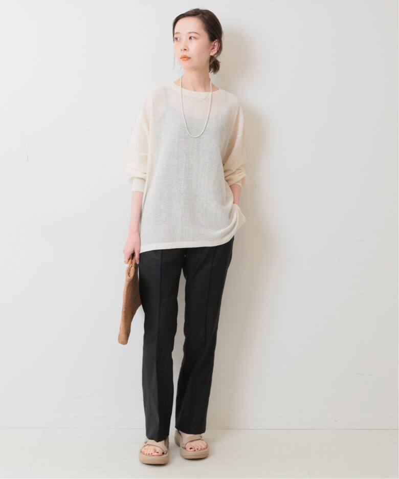 リネンピンタックセミフレアパンツ（スラックス）｜SLOBE IENA  