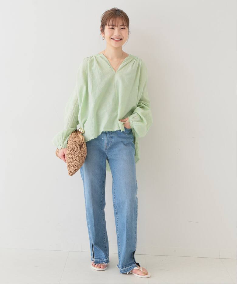 LE DENIM ハイライズスリムスリットファイブポケットパンツ◇（デニム 