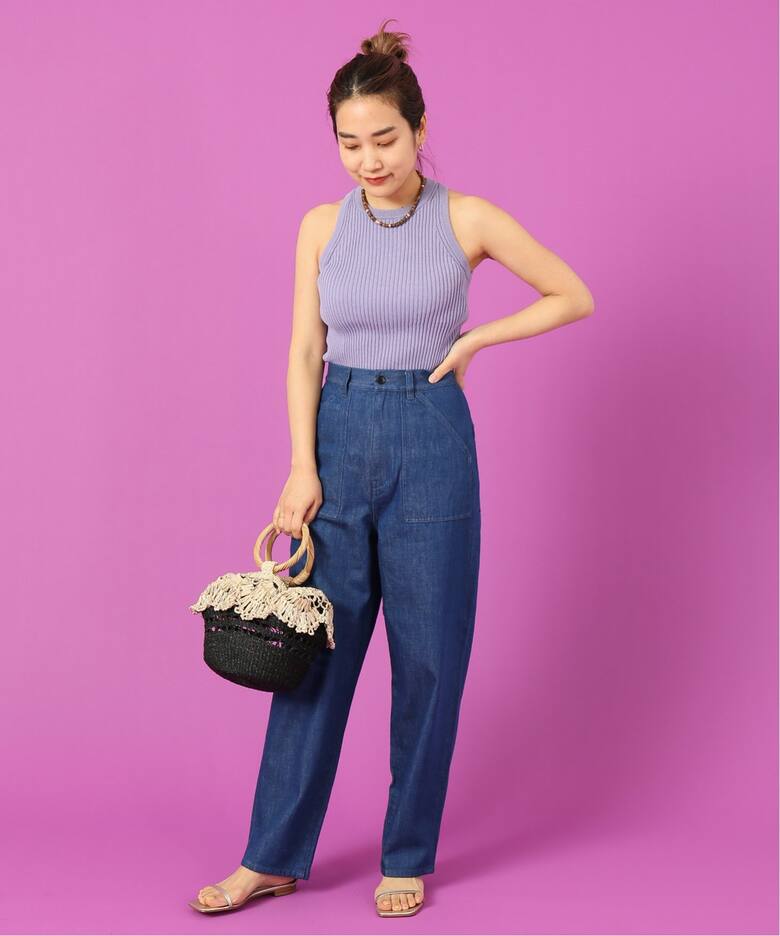 追加》IENA LA BOUCLE デニム レースアップパンツ Re（デニムパンツ 