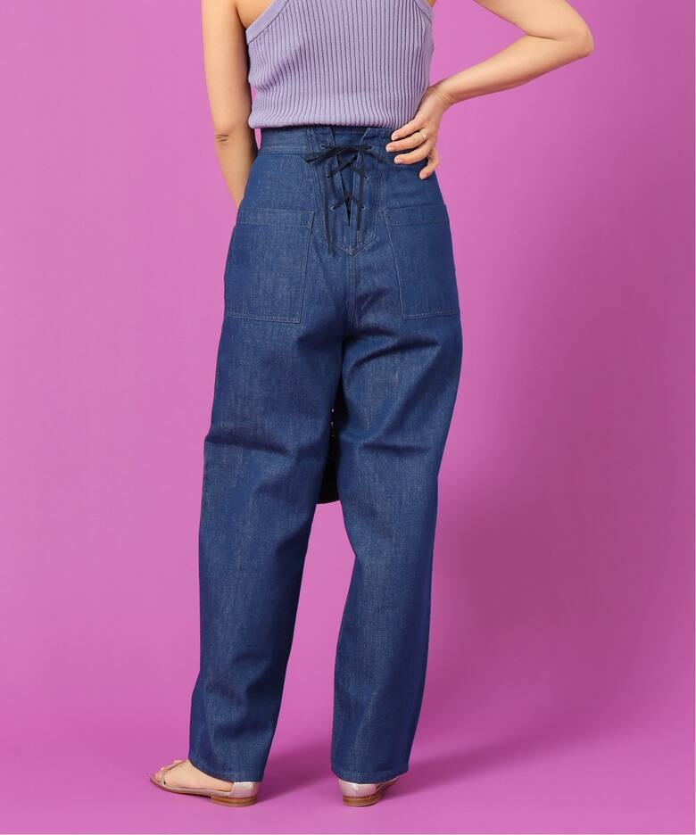 追加》IENA LA BOUCLE デニム レースアップパンツ Re（デニムパンツ 