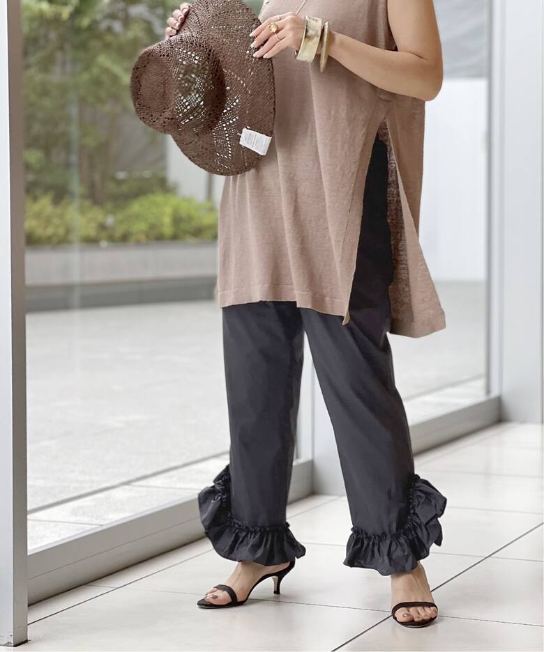 IENA LA BOUCLE タイプライターフリルイージーパンツ Re（その他パンツ  