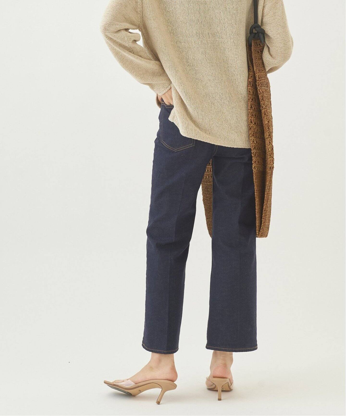 追加》ストレッチセンタープレスクロップドパンツ2◇（デニムパンツ  