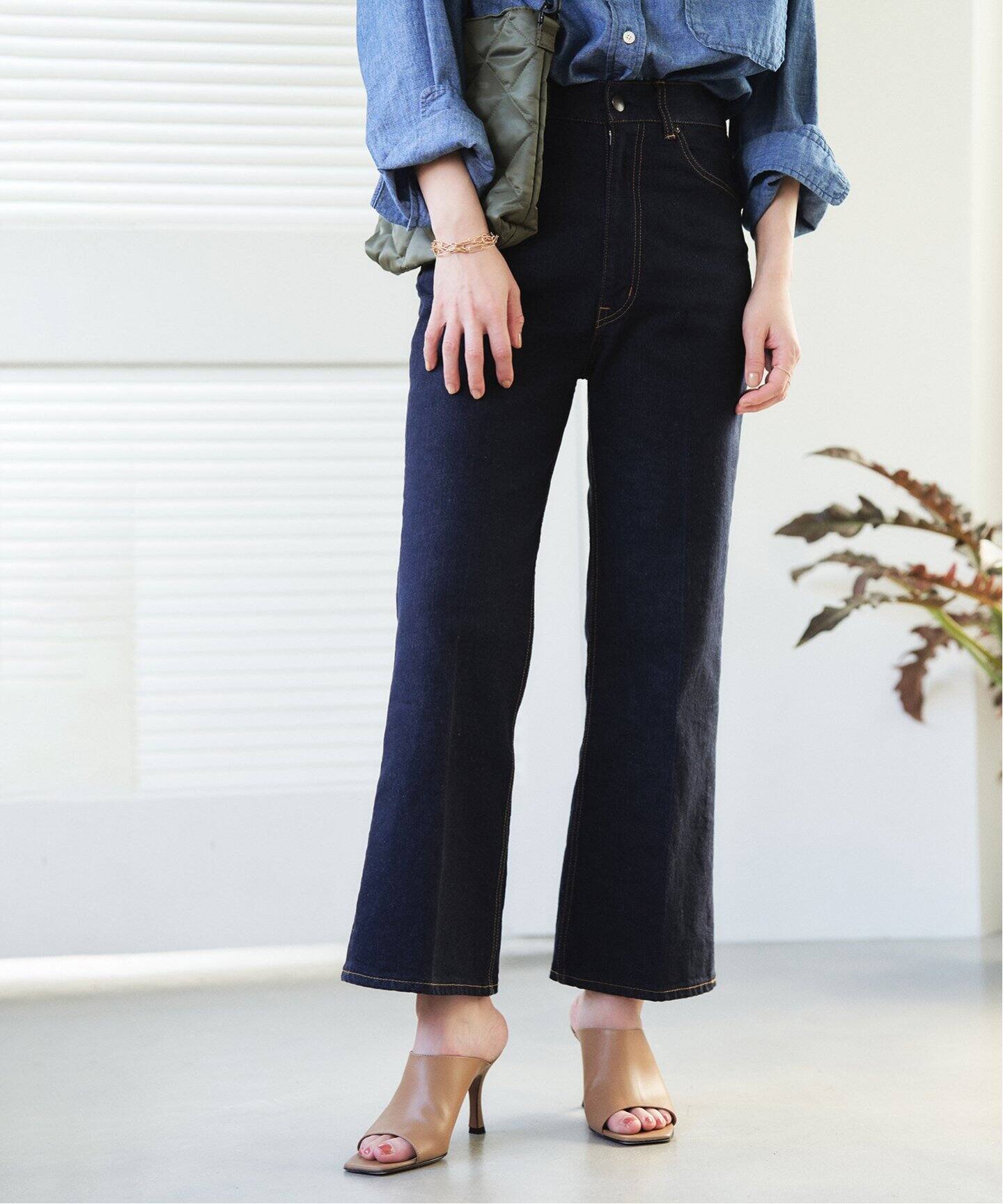 追加》ストレッチセンタープレスクロップドパンツ2◇（デニムパンツ 