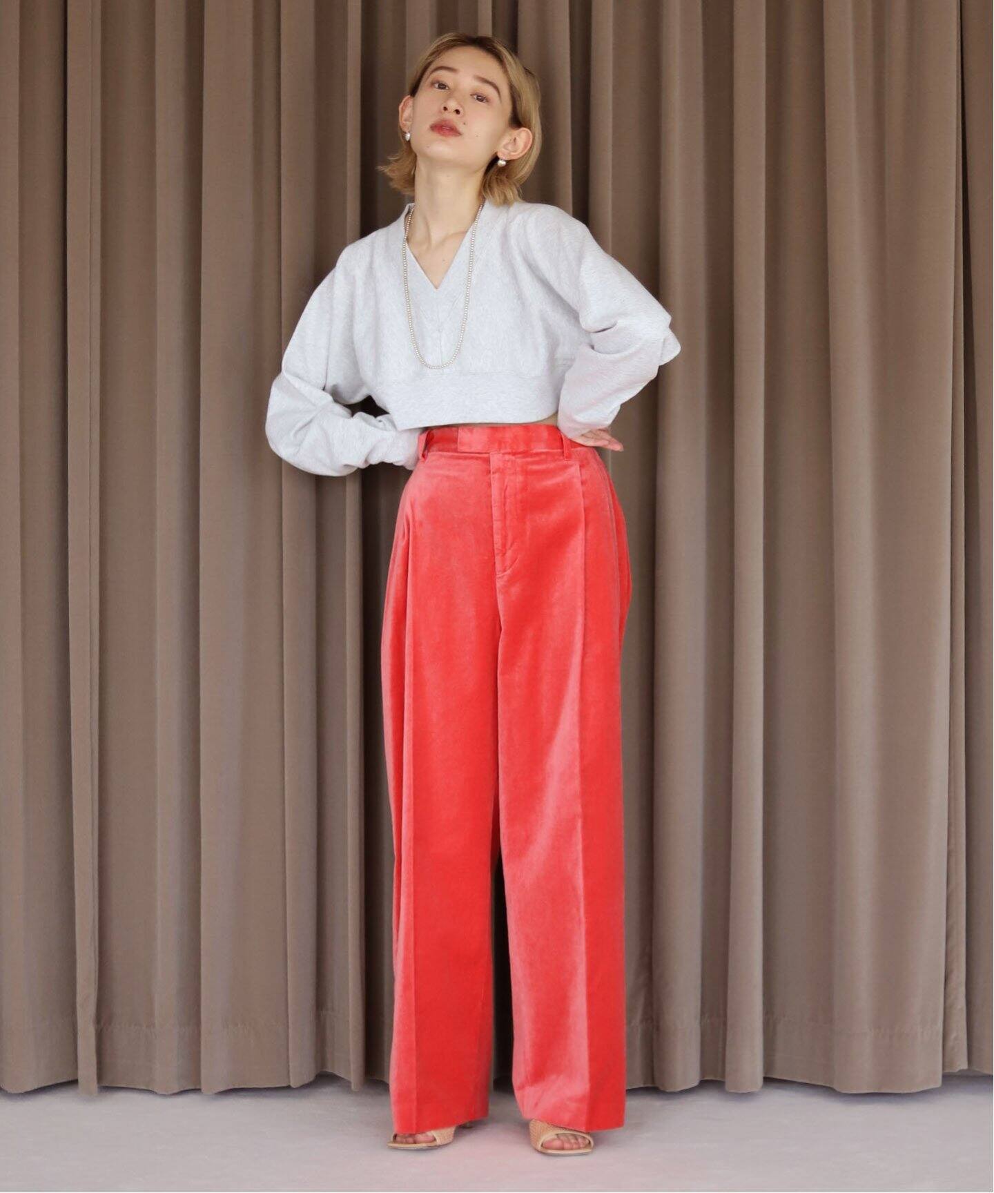 SLOBE citron.べロアタックストレートスラックス（スラックス