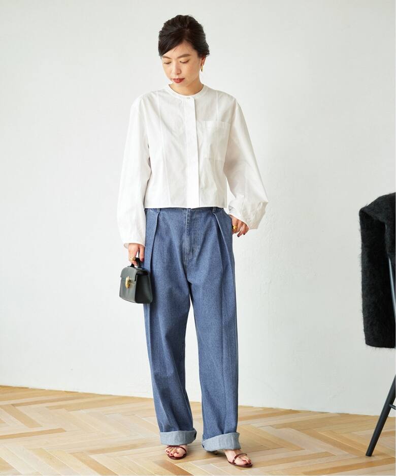 追加》PAYDAY タック入り デニムワイドパンツ（デニムパンツ・ジーンズ 