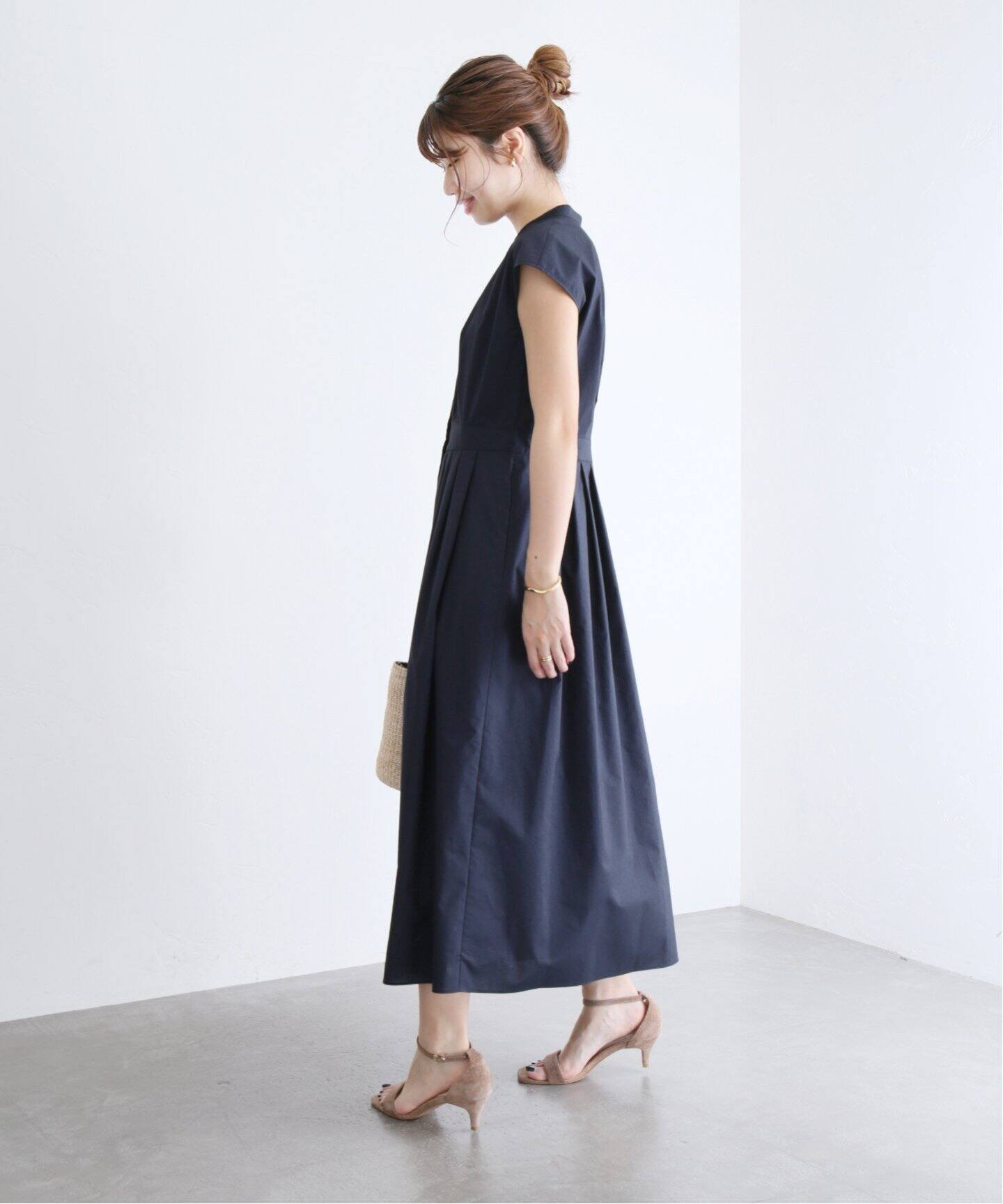 ウエストタックコットンプリントワンピース（ワンピース）｜La  