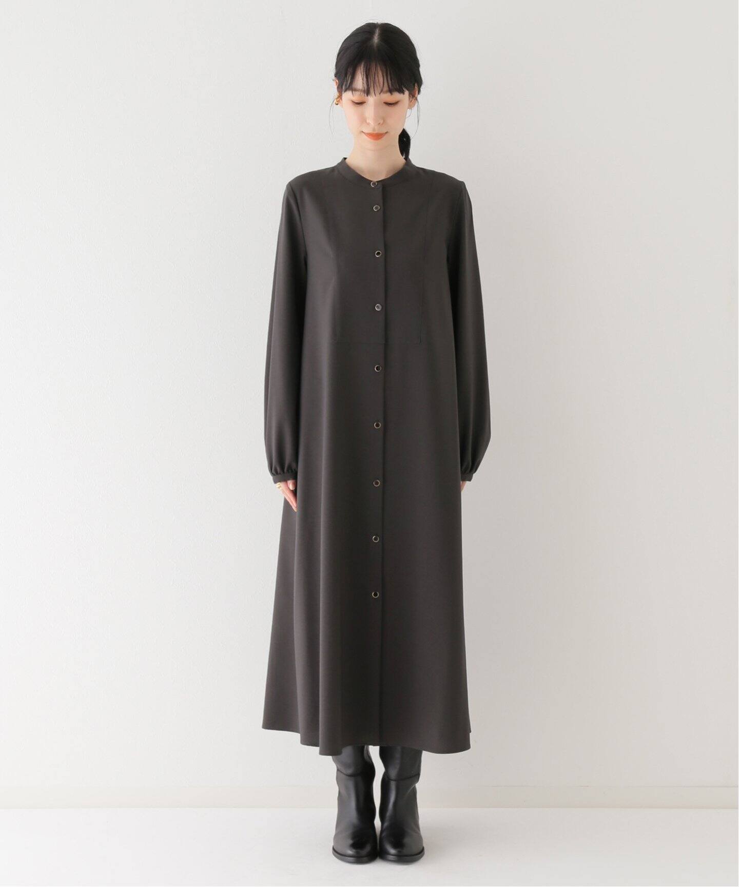 □43489☆夏 定価2.9万 根強い セルフォード シャツロングワンピース 36