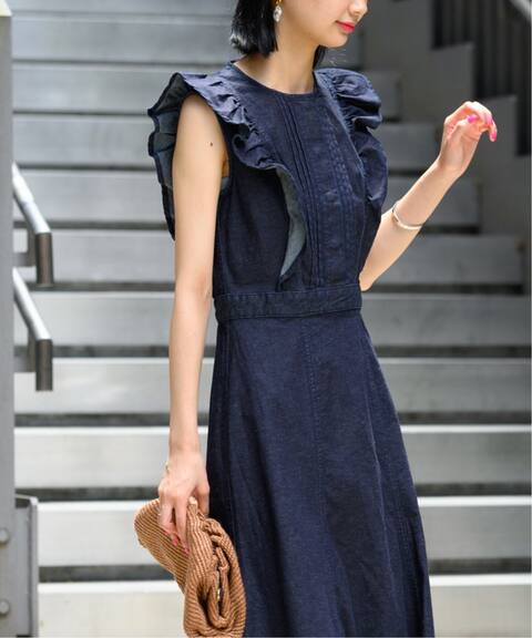 デニムフリルノースリワンピース U By Spick Span ユーバイスピックアンドスパン 公式のファッション通販 Baycrew S Store