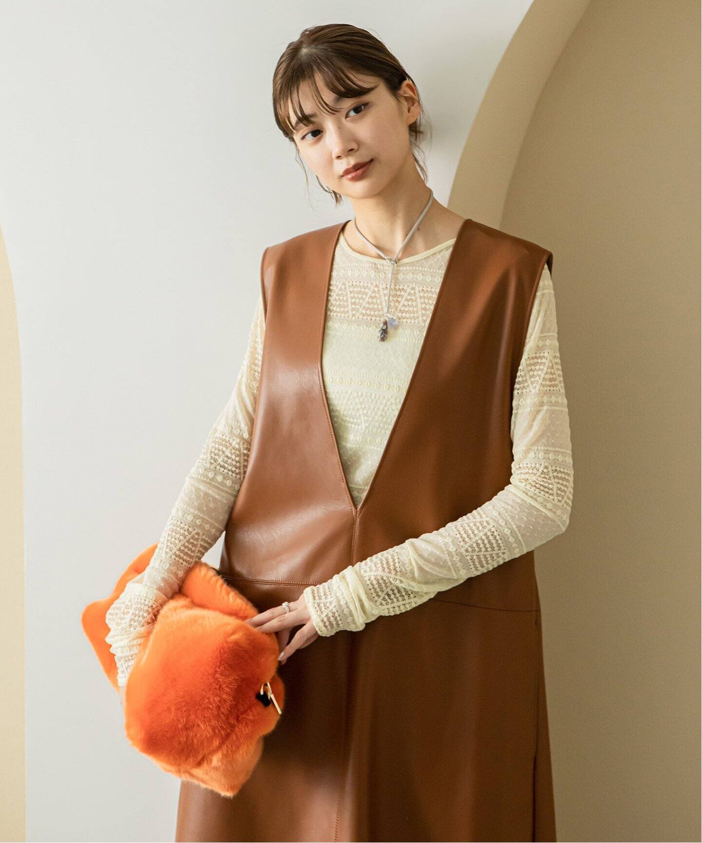 PROVOKE/プロヴォーク】 fakeleather maxi dress（ワンピース）｜U by 