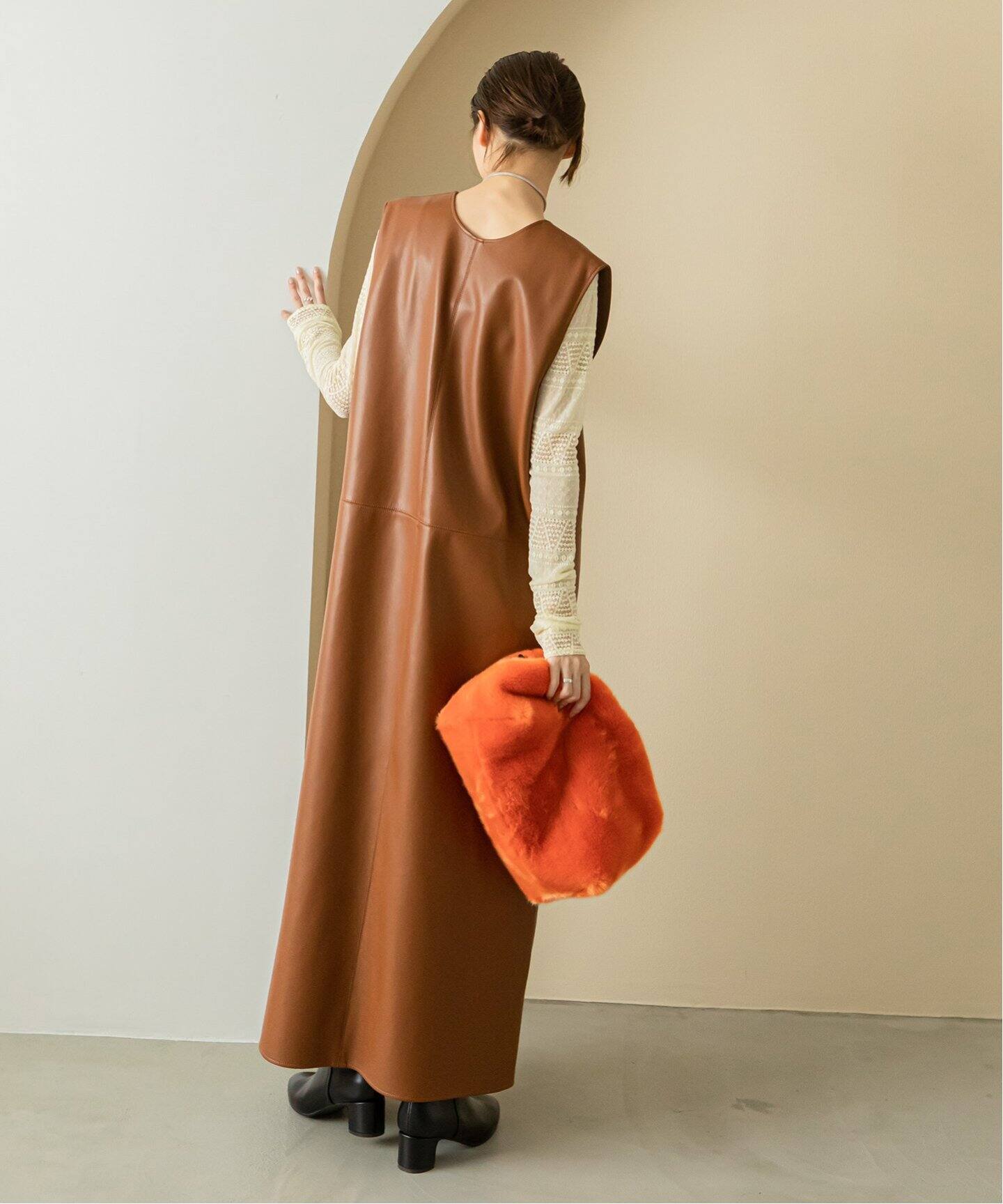 PROVOKE/プロヴォーク】 fakeleather maxi dress（ワンピース）｜U by 