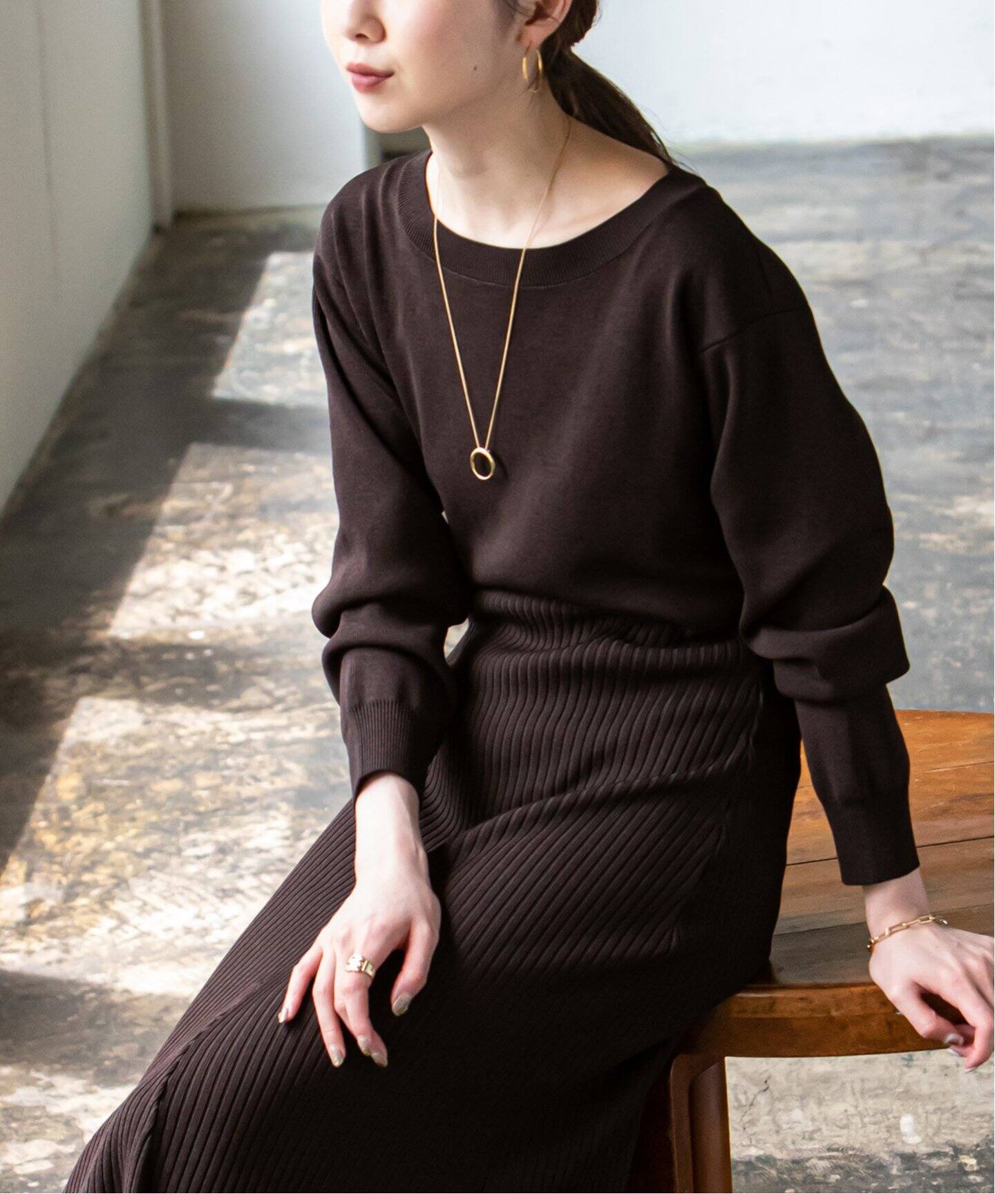 ラウンドネックバイカラーニットワンピース Noble ノーブル 公式のファッション通販 Baycrew S Store