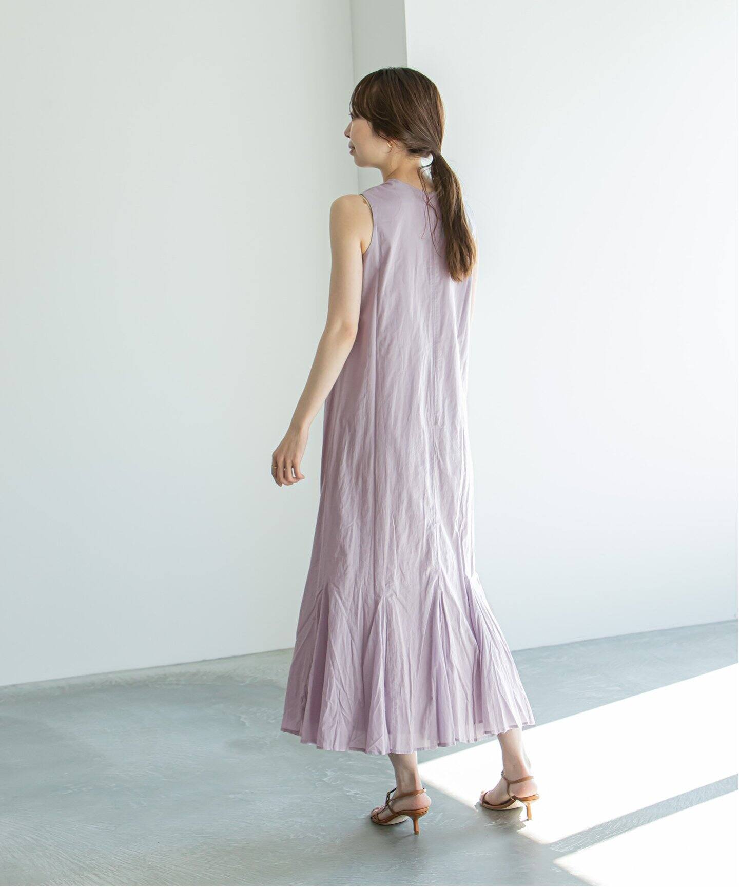 美品】マリハ 夏の月影のドレス 半袖 36 MALIHA 引き継ぎ ピンクパープル