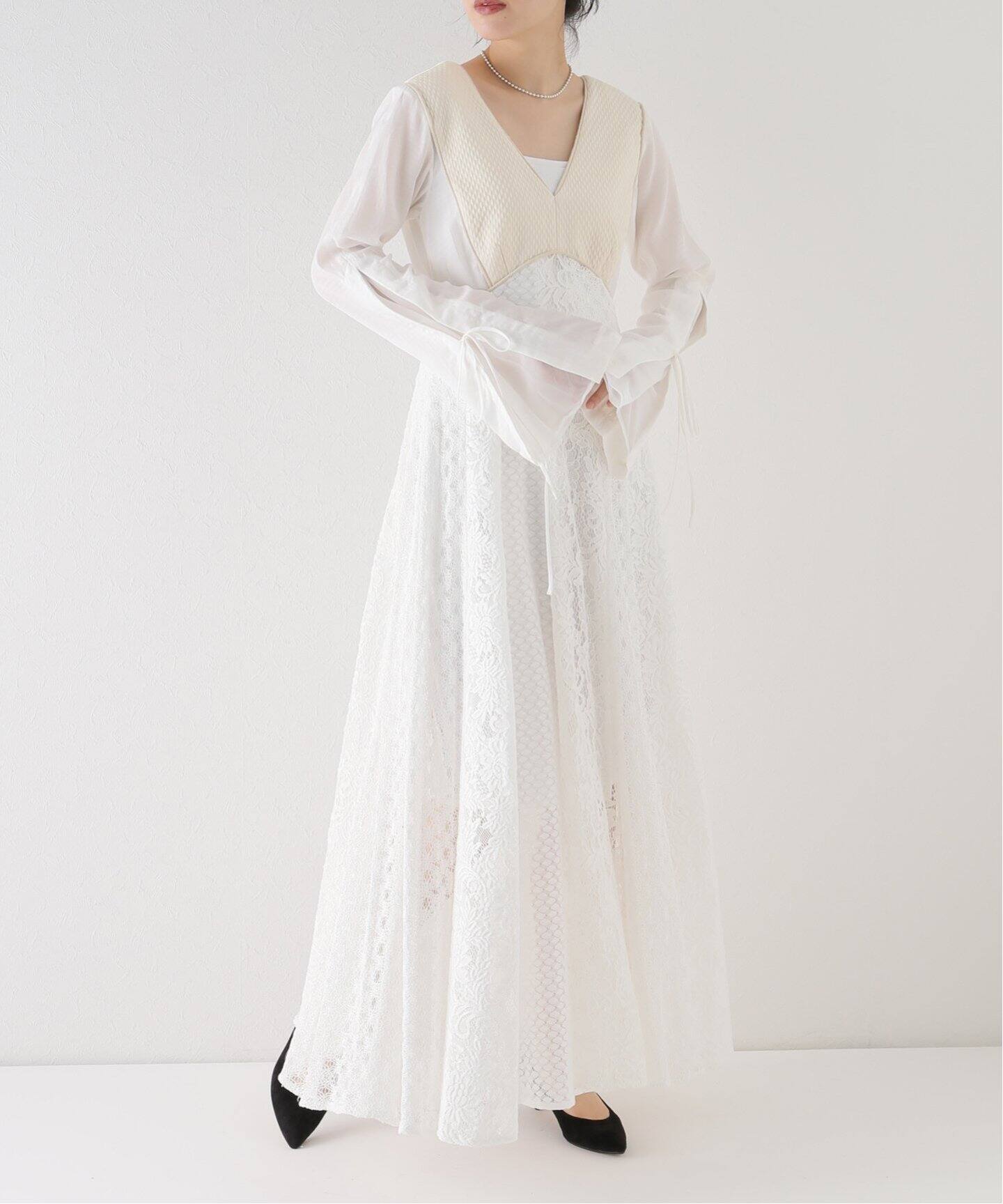 FUMIE=TANAKA フミエタナカ ワンピースpatch lace OP
