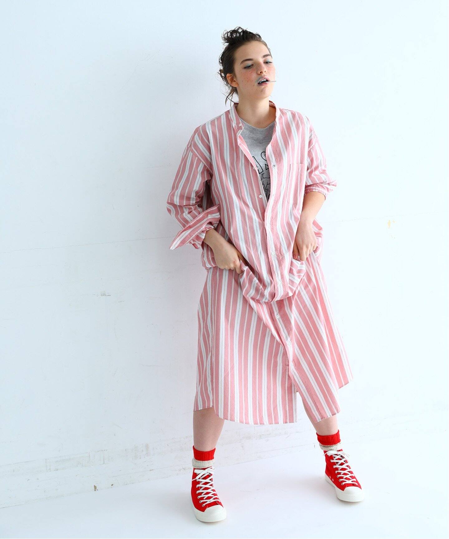 ジャーナルスタンダードラックス／ストライプ スタンドシャツ - 長袖  