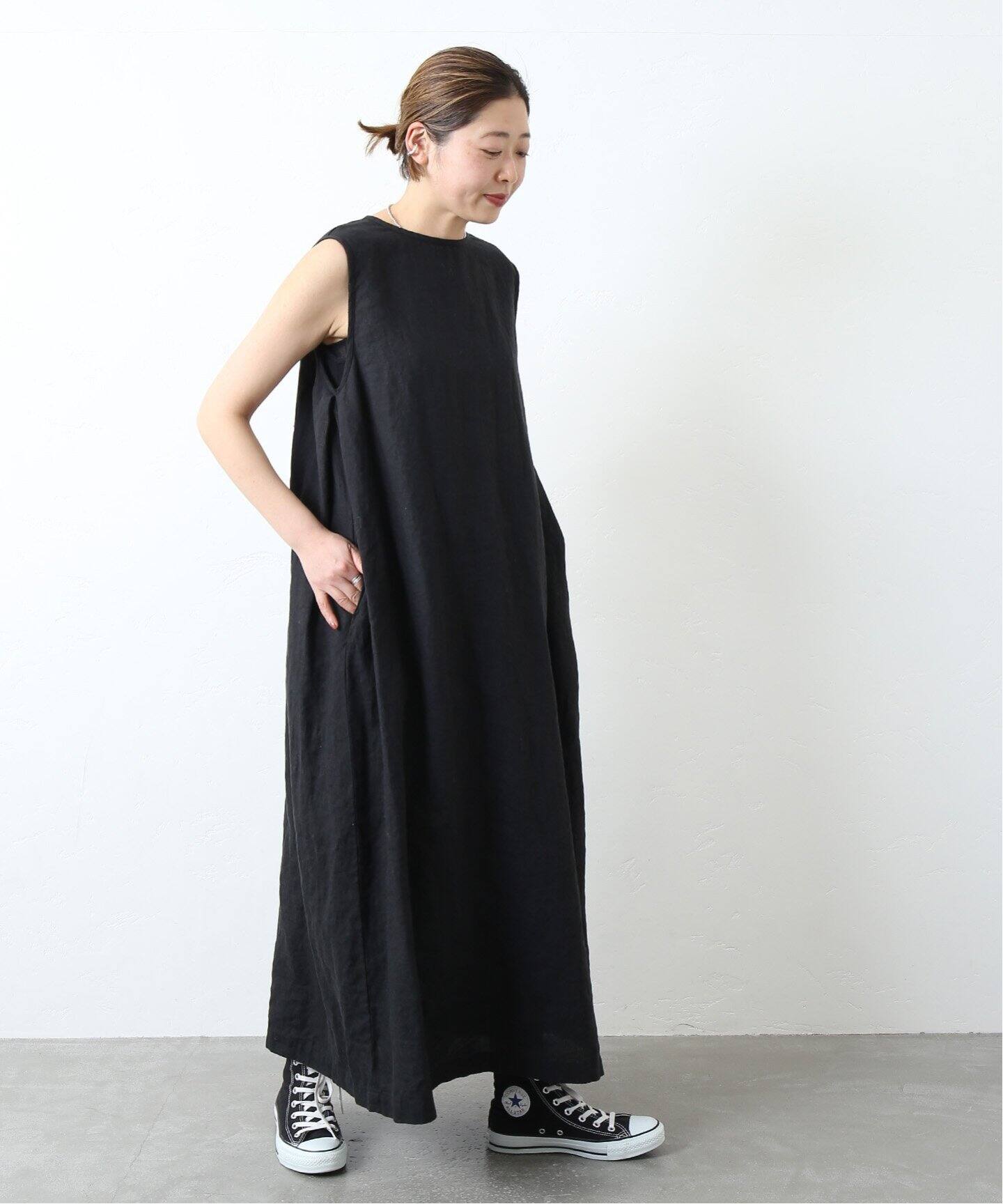 リネンキャンバスノースリーブワンピース（ワンピース）｜journal  