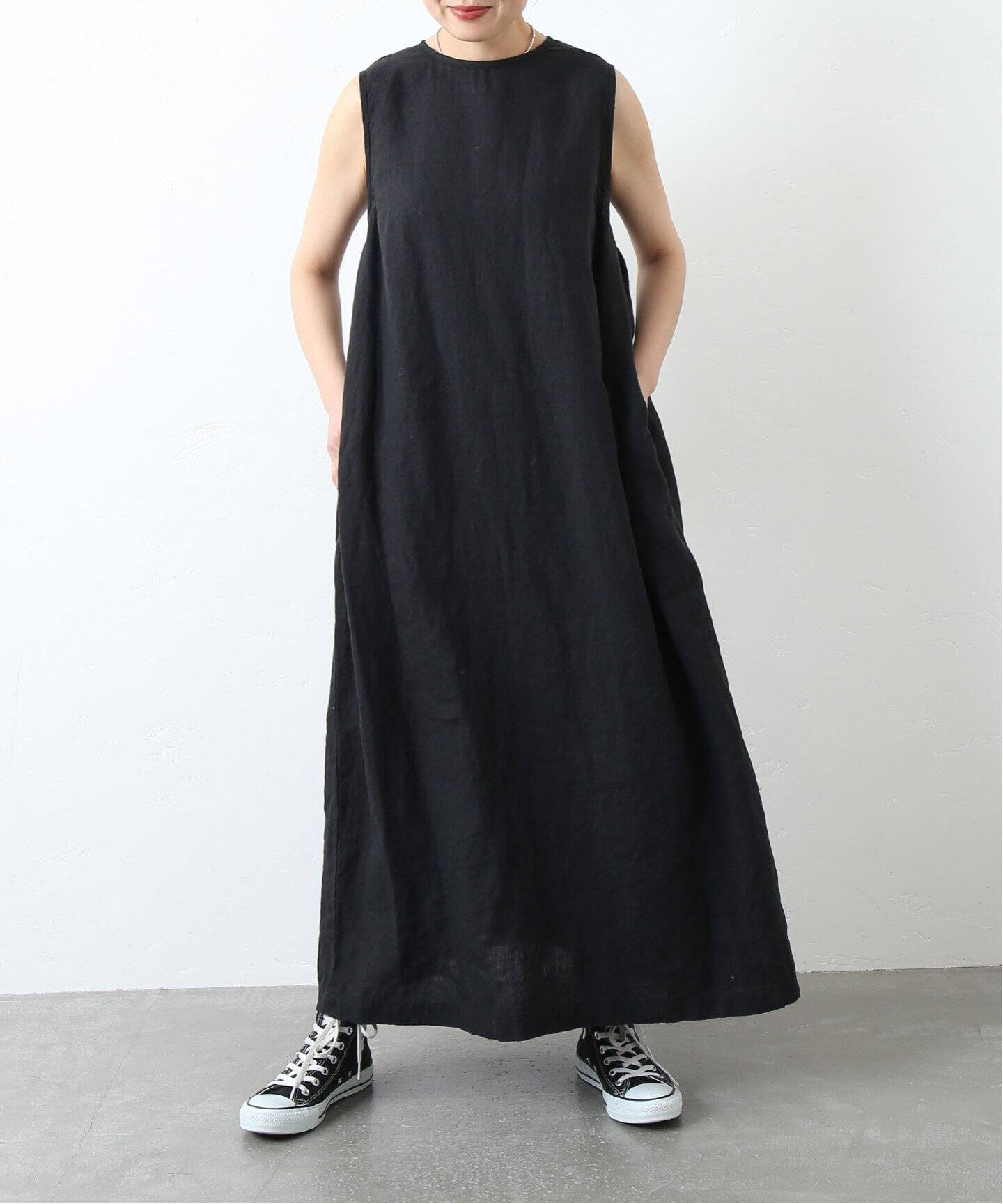 リネンキャンバスノースリーブワンピース（ワンピース）｜journal  