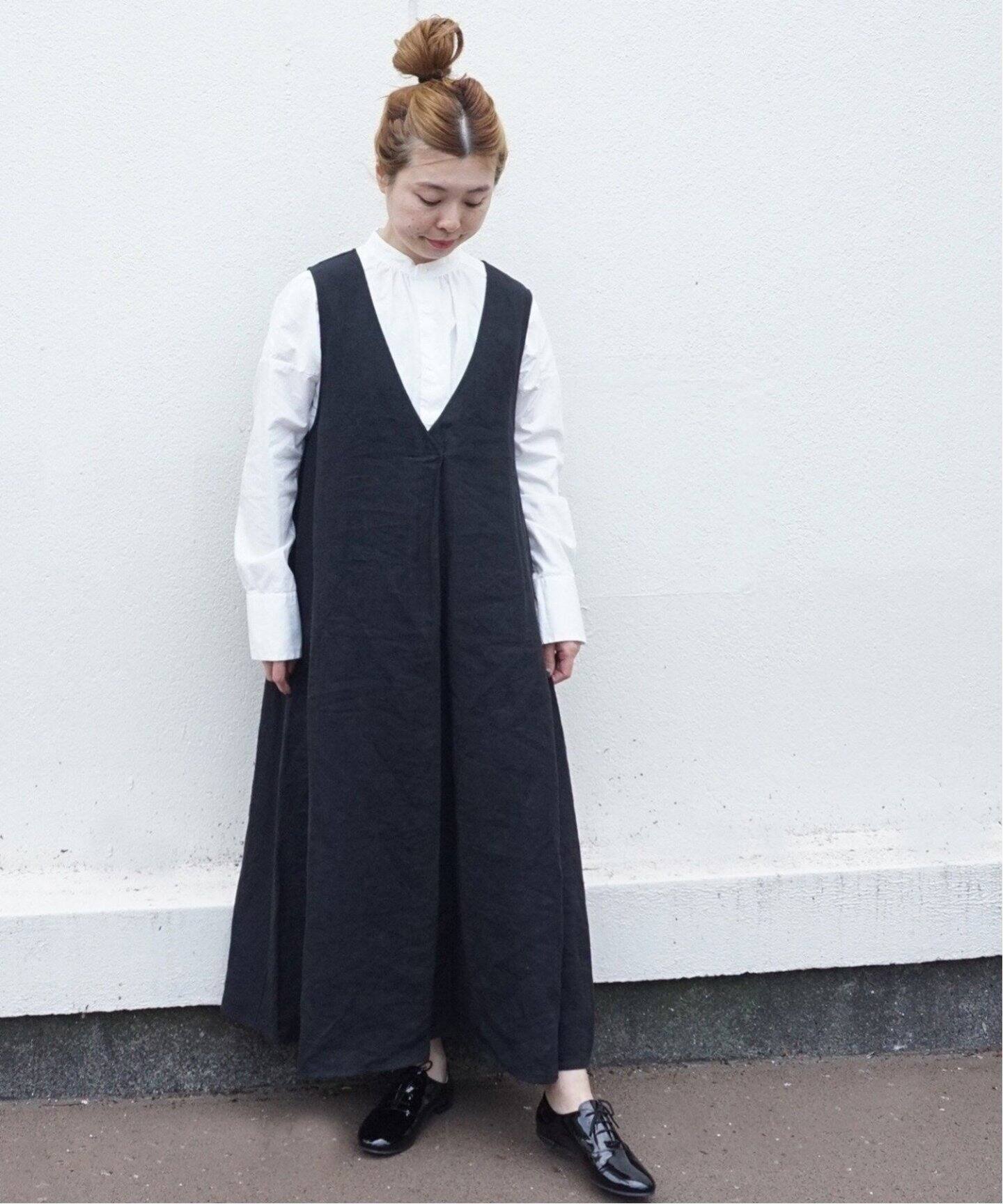 リネンワッシャー Vネックノースリーブワンピース（ワンピース 