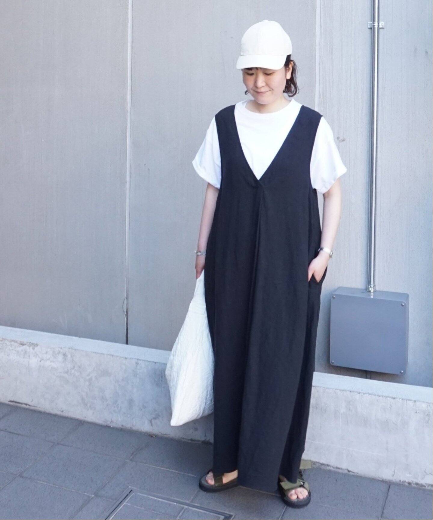 リネンワッシャー Vネックノースリーブワンピース（ワンピース  