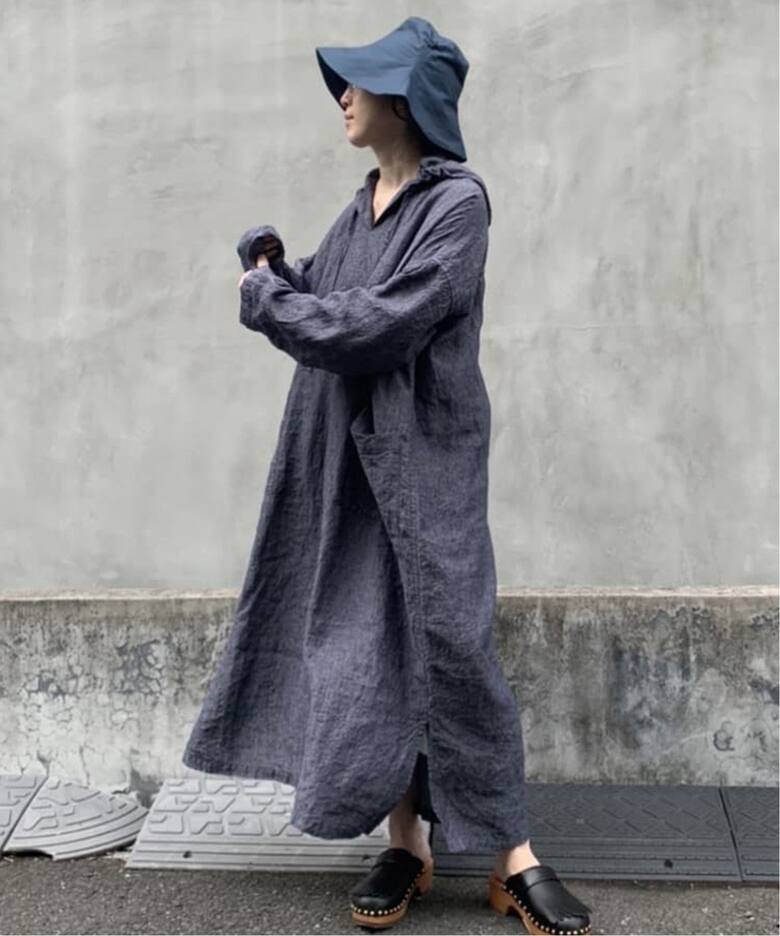 journal standard luxe リネンシャンブレー フードワンピース