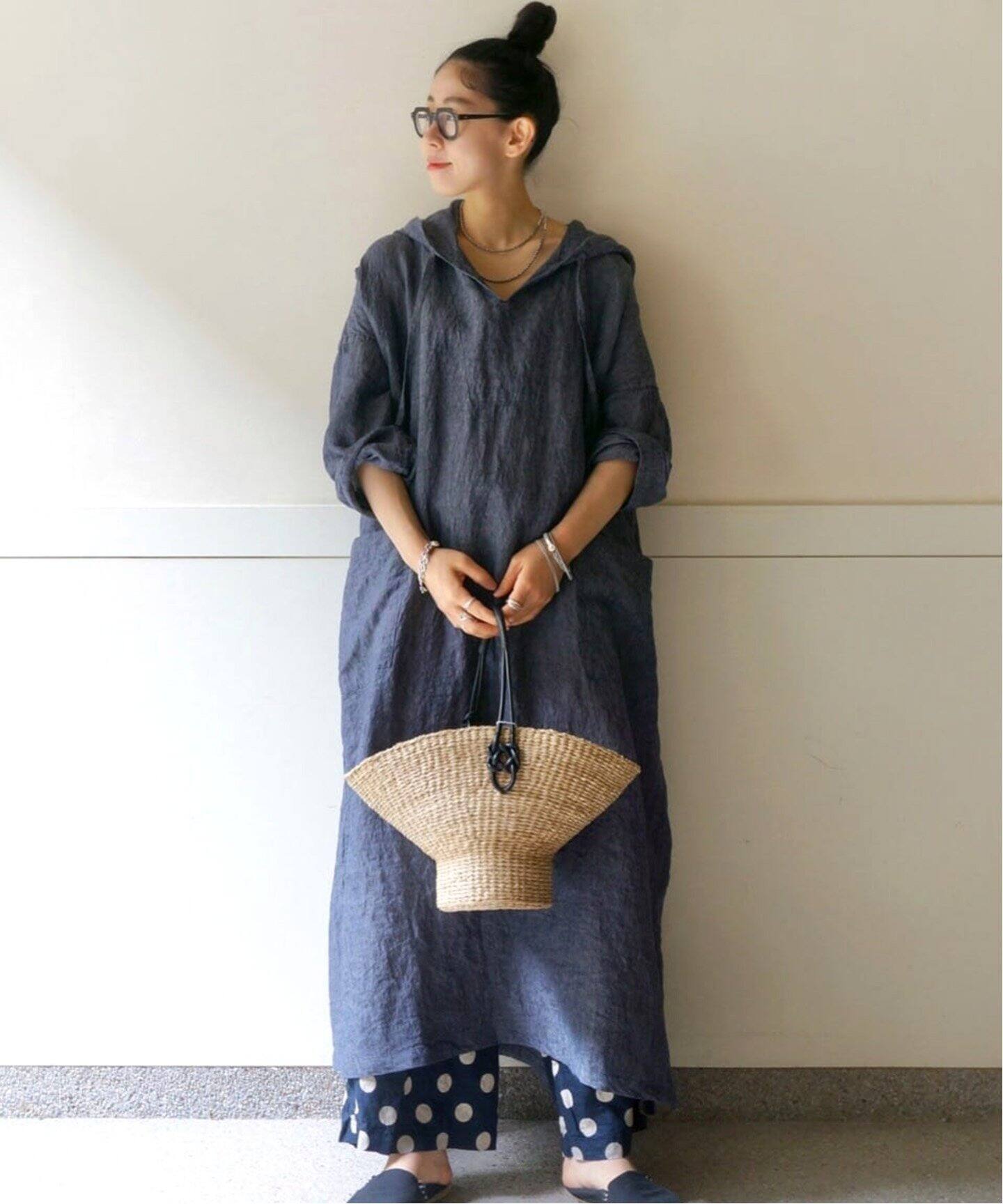 リネンシャンブレー フードワンピース（ワンピース）｜journal  