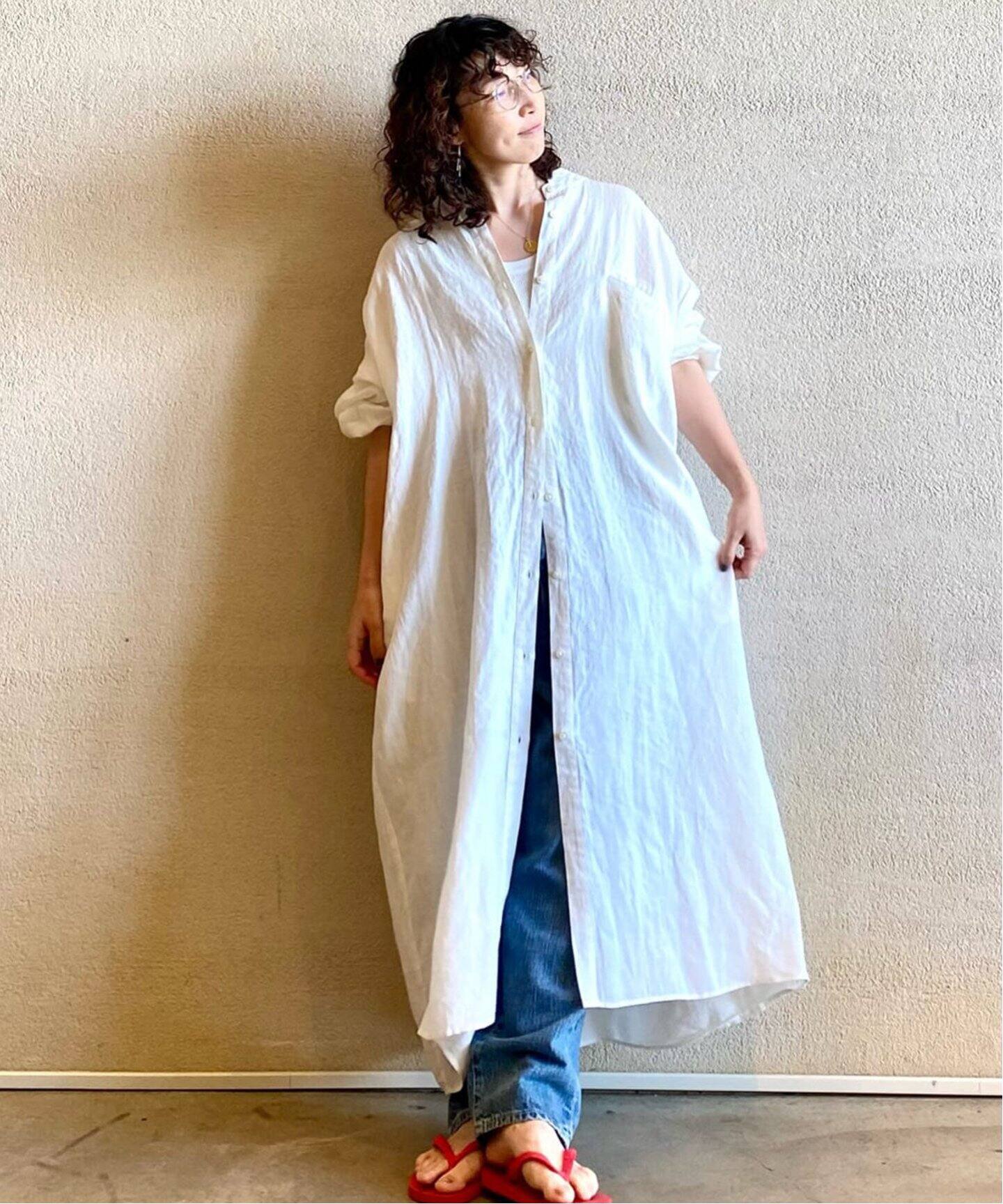 リネンワッシャー Big-シャツワンピース（ワンピース）｜journal 