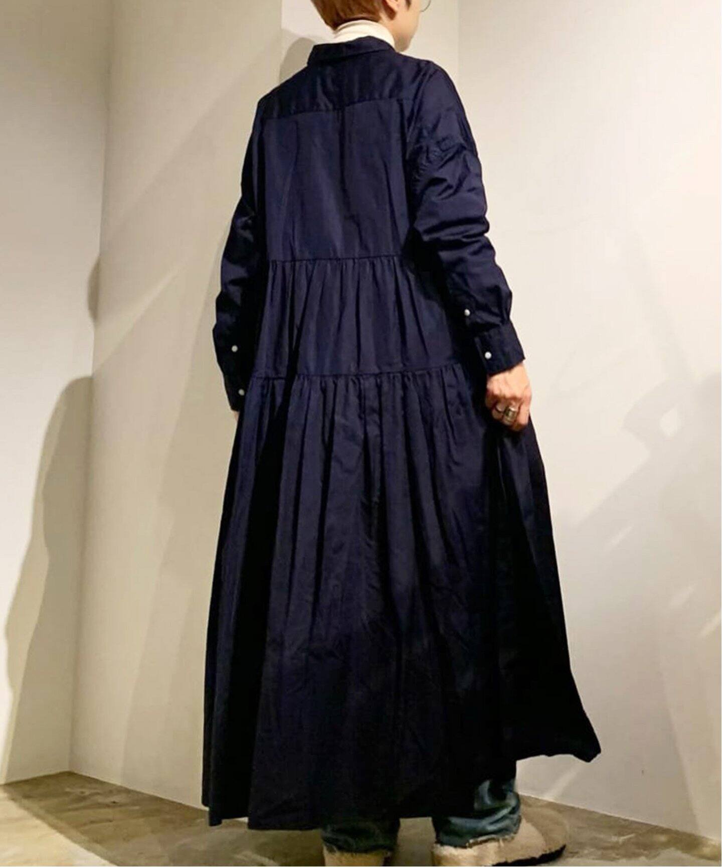 TOUJOURS / トゥジュー】 COTTON POPLIN TIERED SHIRT DRES 