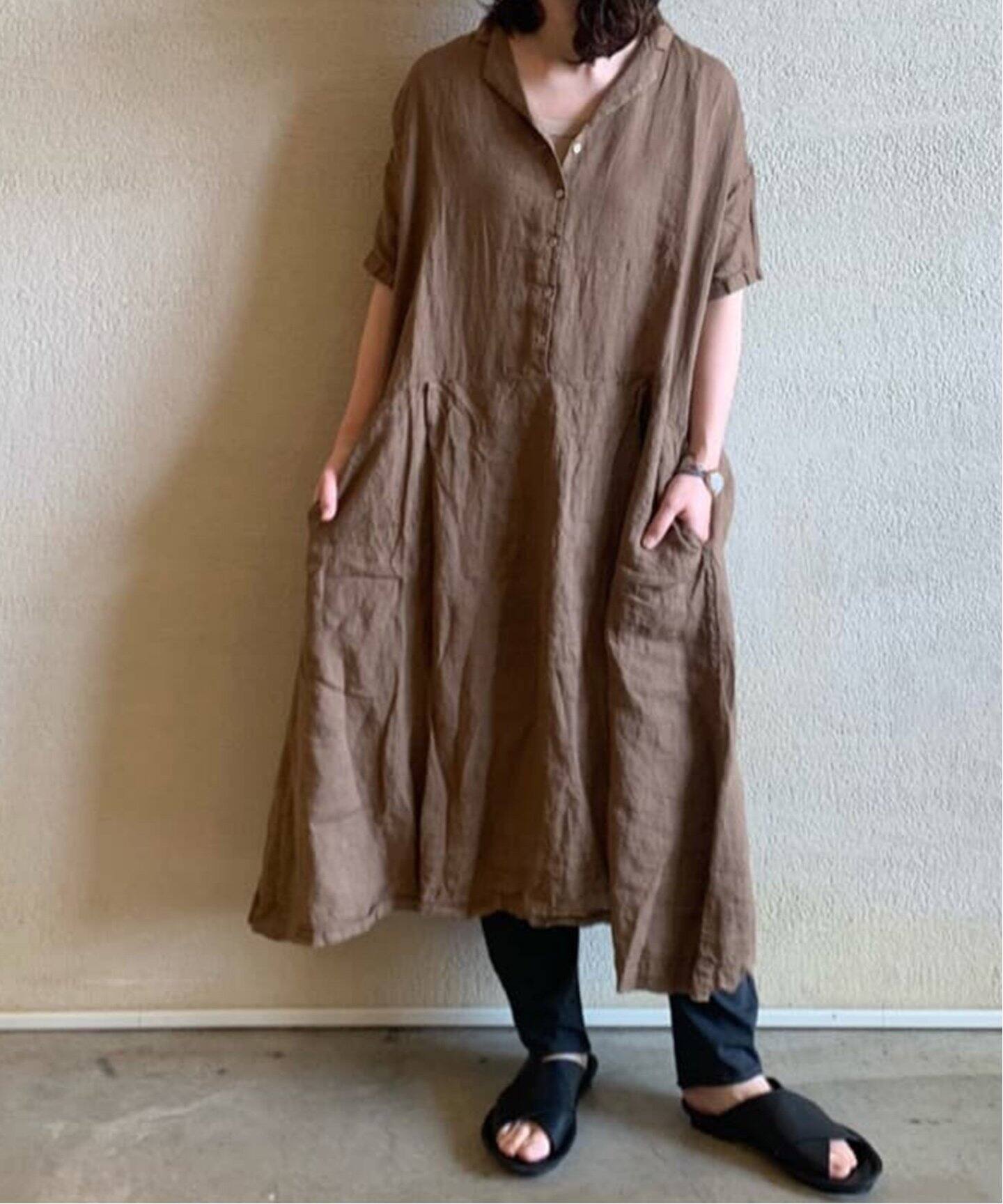 ALBUM DI FAMIGLIA/アルバム ディ ファミリア】 LIGHT LINEN DRESS  