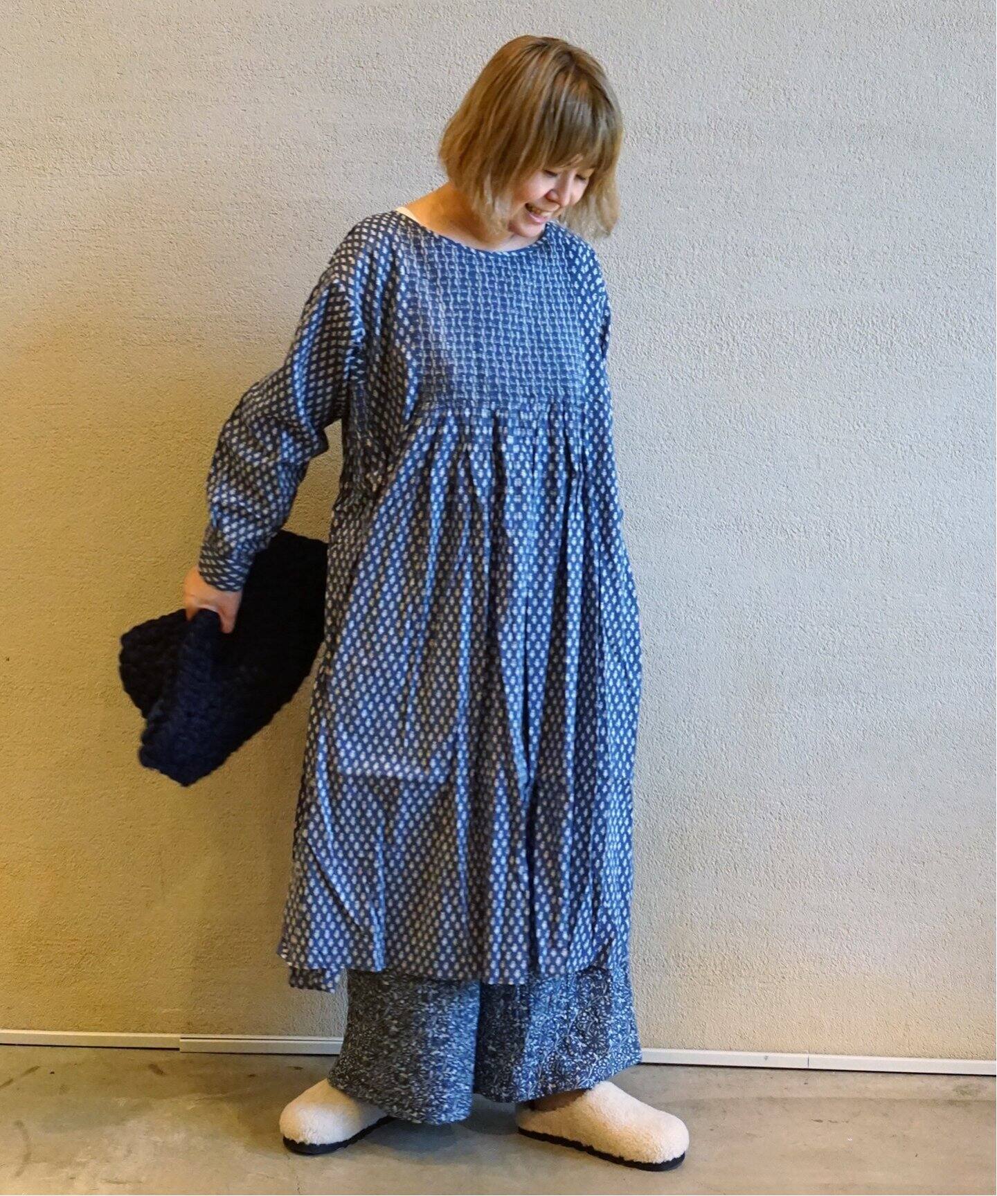 maison de soil/メゾン ド ソイル】 TREE BLOCK PRINT L/SL DRE 