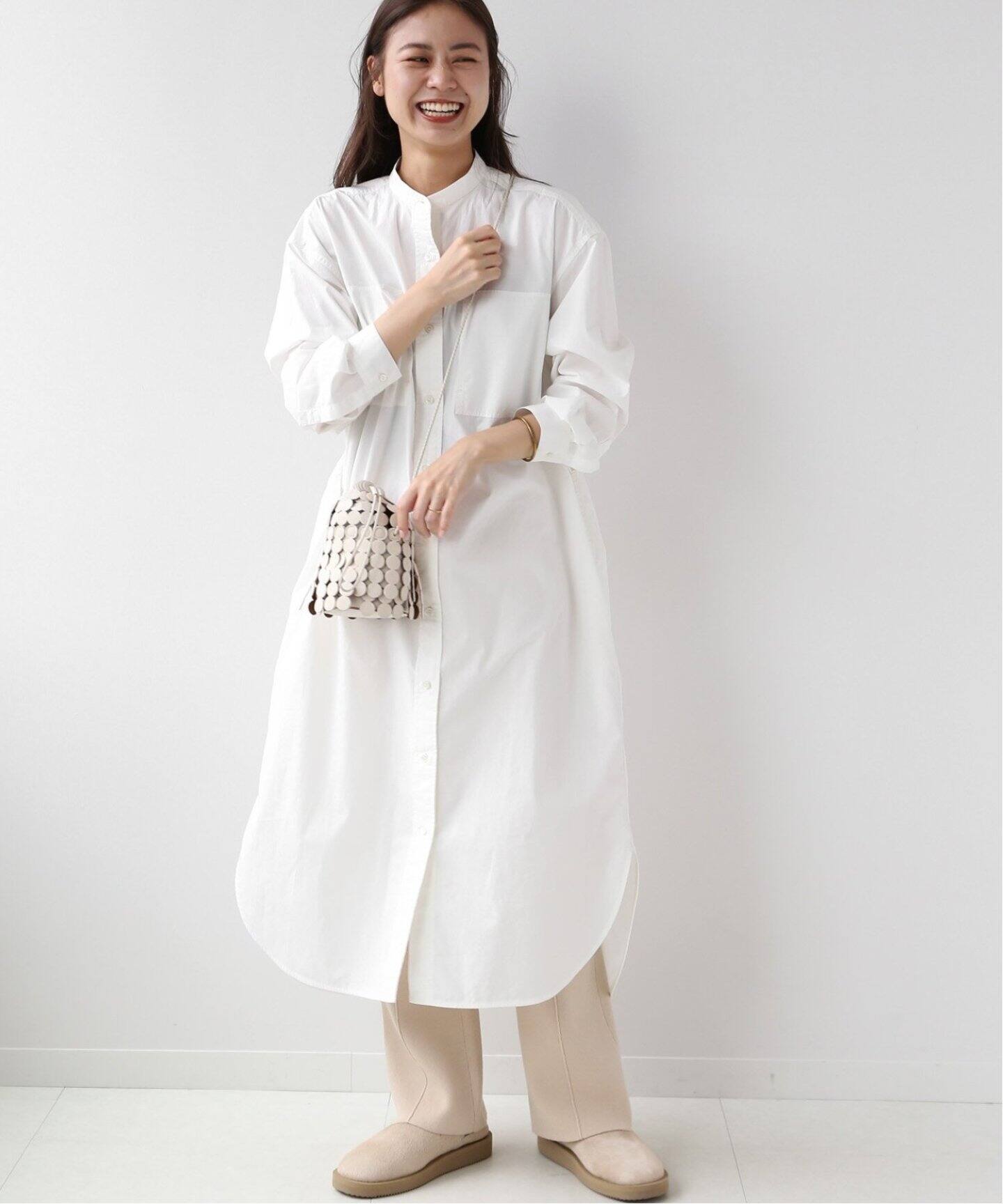 追加》コットンタイプライターボクシーシャツワンピース◇（ワンピース  