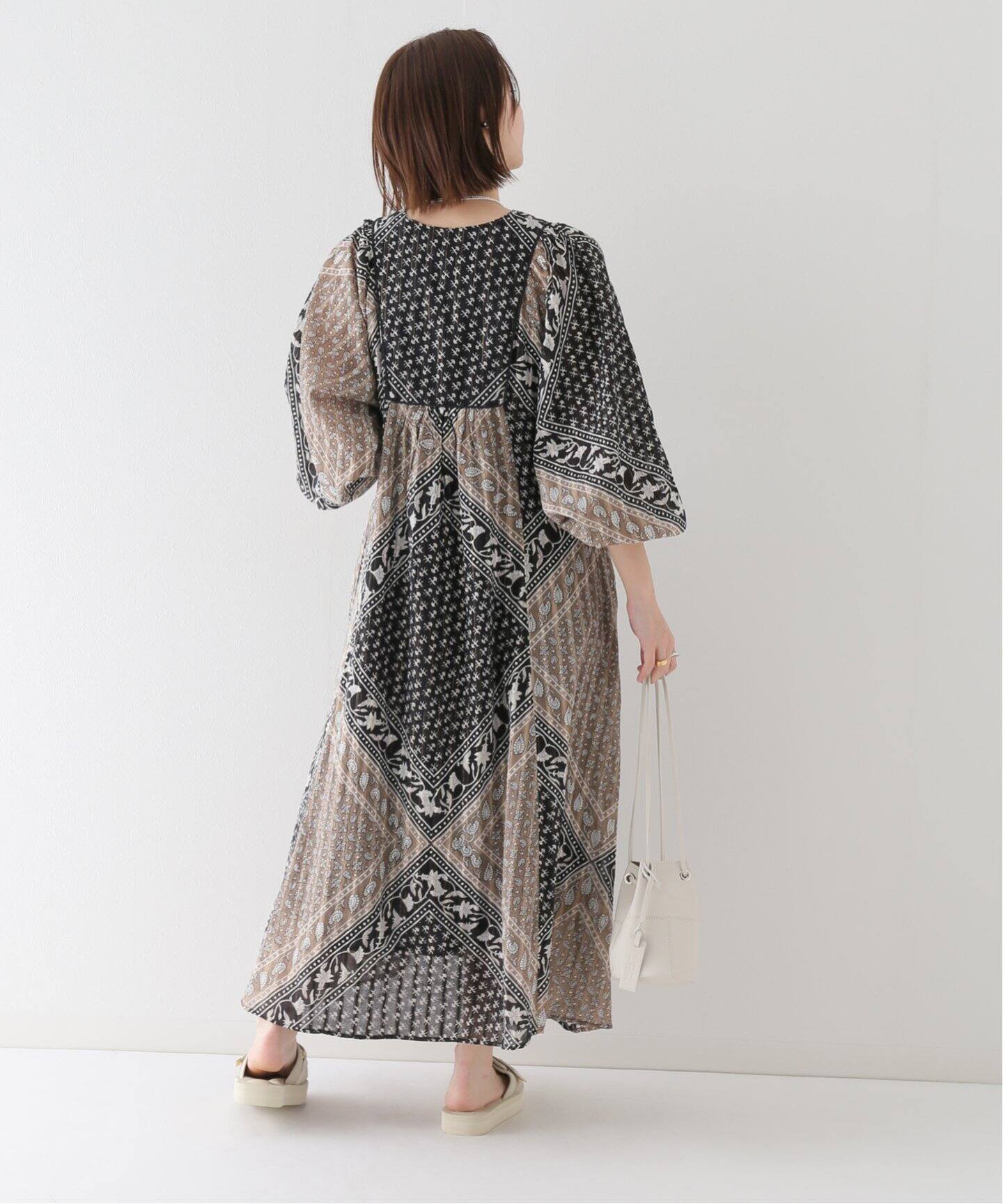 SARA MALLIKA/サラマリカ】CTN BLOCK PATTERN DRESS：ワンピース  