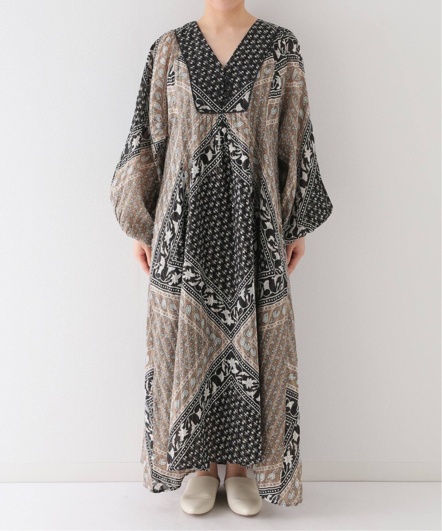 SARA MALLIKA/サラマリカ】CTN BLOCK PATTERN DRESS：ワンピース  