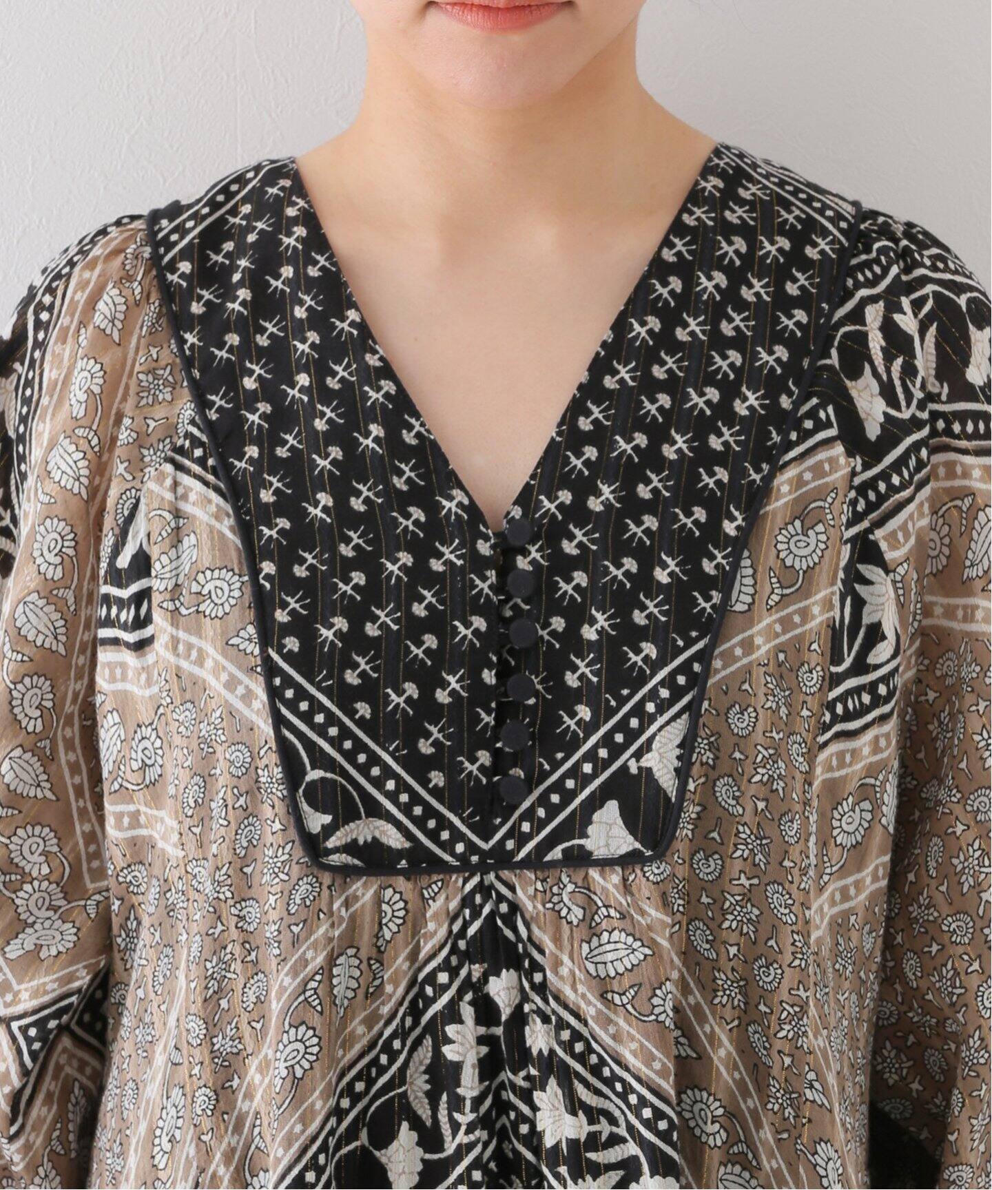 SARA MALLIKA/サラマリカ】CTN BLOCK PATTERN DRESS：ワンピース  