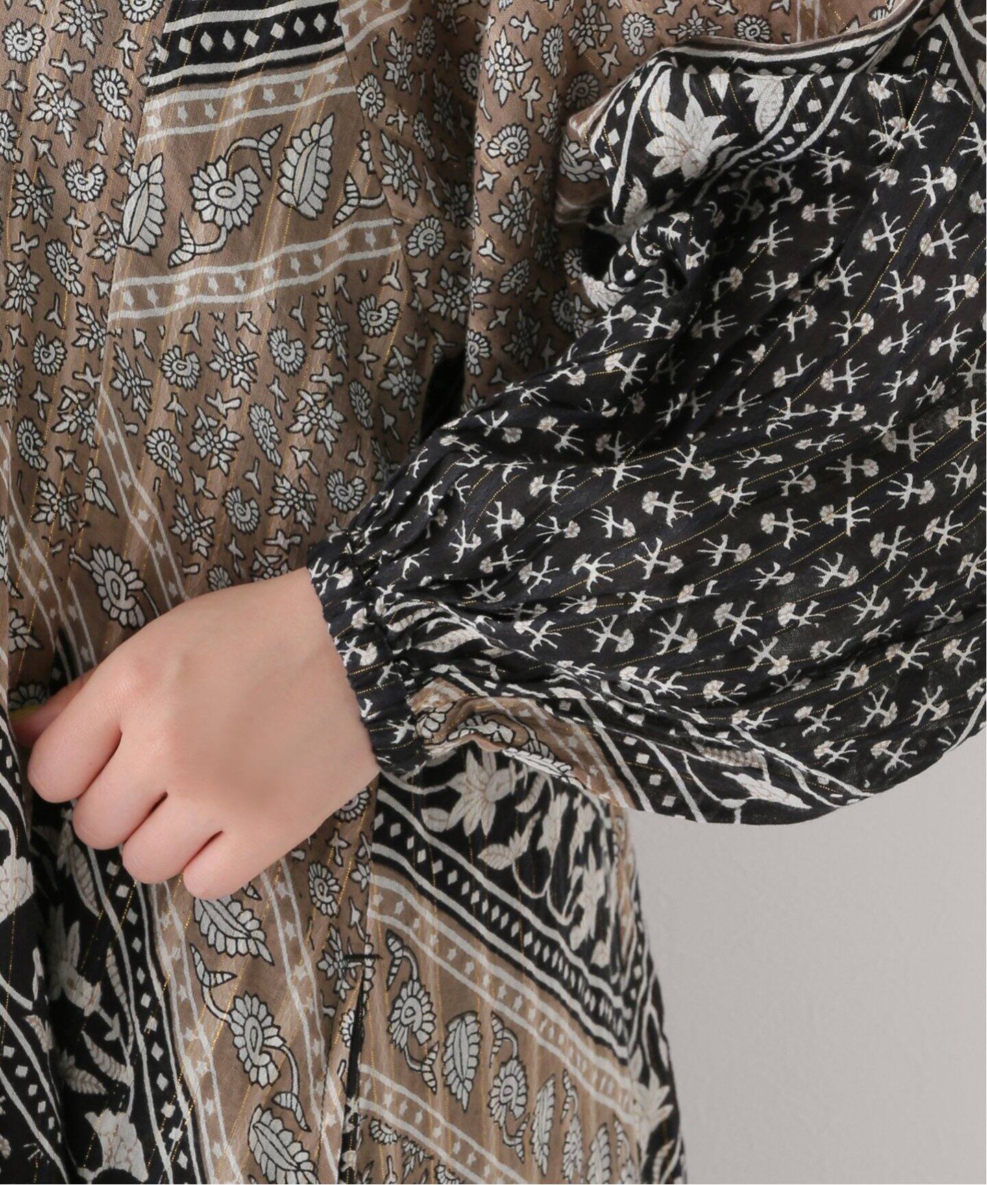 SARA MALLIKA/サラマリカ】CTN BLOCK PATTERN DRESS：ワンピース  