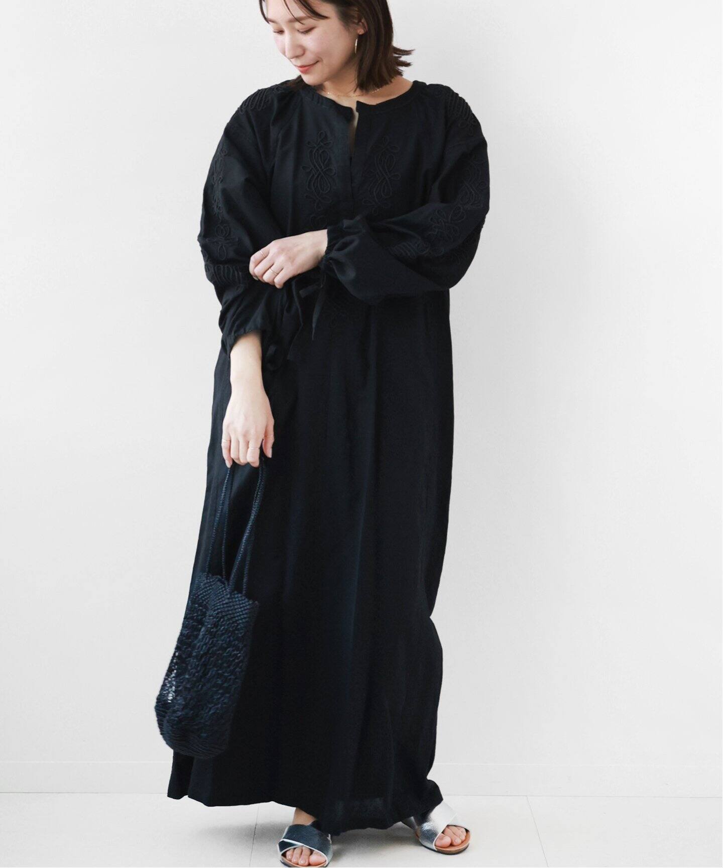 SARA MALLIKA/サラマリカ】LINEN CORD EMB DRESS：ワンピース  